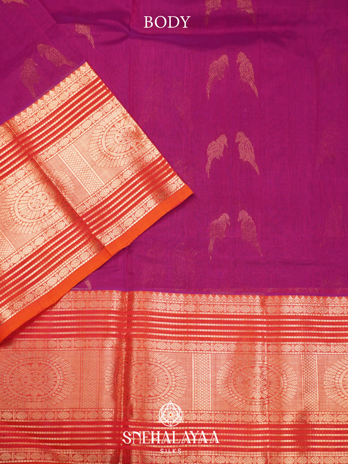 Magenta Mangalagiri Silk Cotton Saree