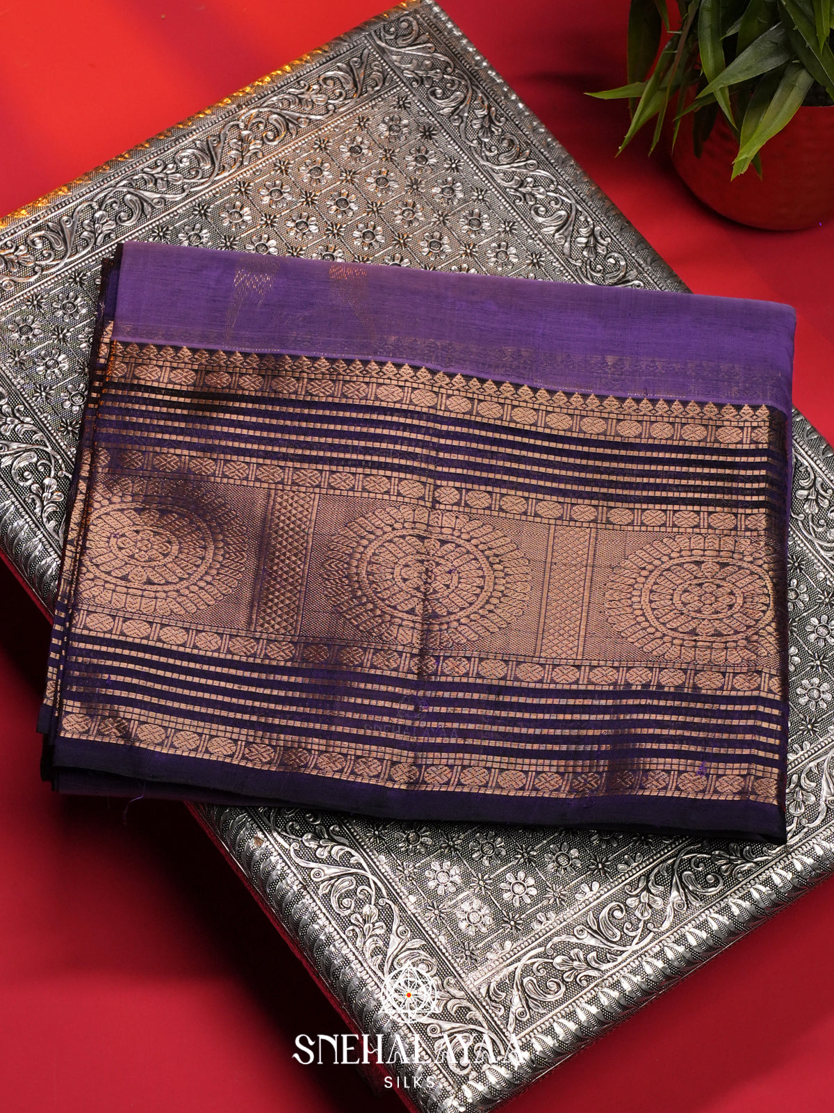 Violet Mangalagiri Silk Cotton Saree