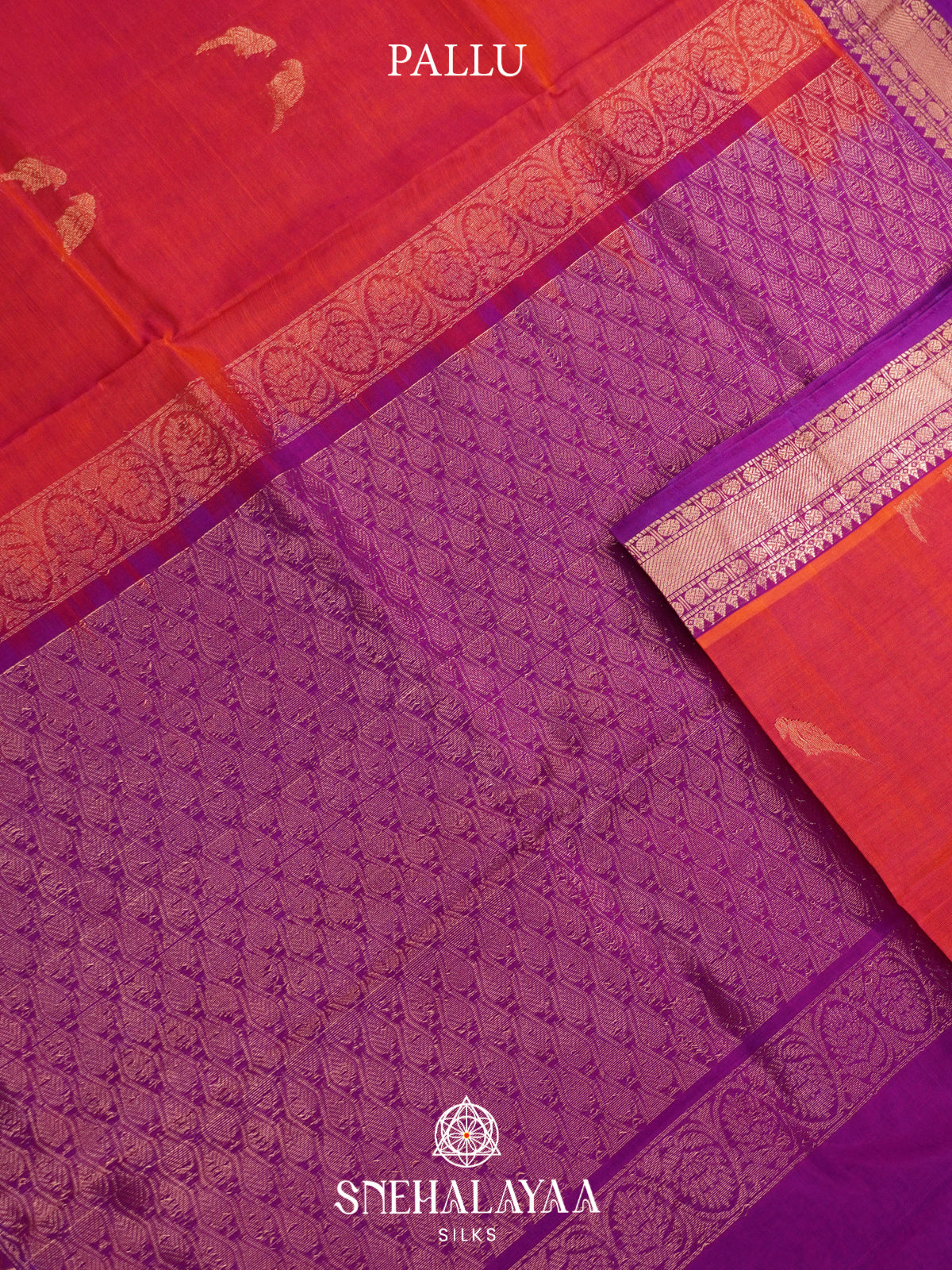Coral Pink Mangalagiri Silk Cotton Saree