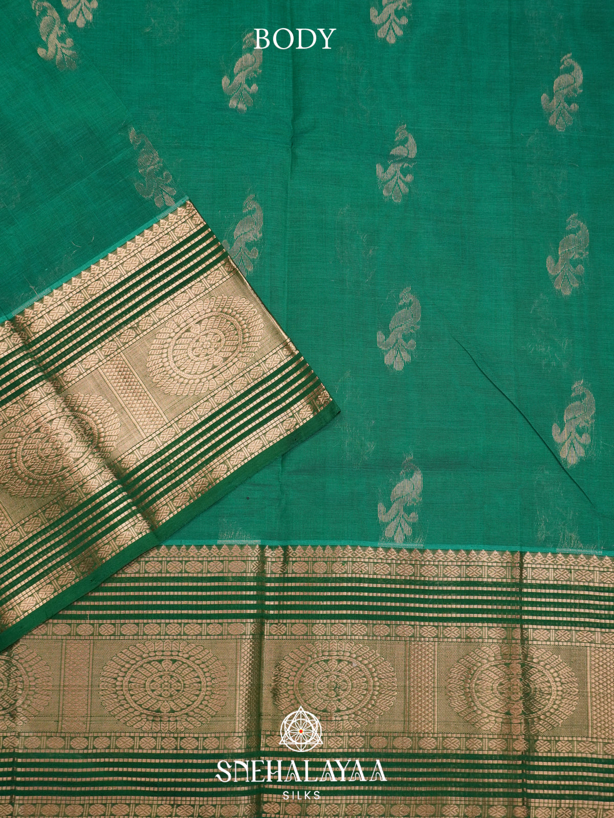 Teal Green Mangalagiri Silk Cotton Saree