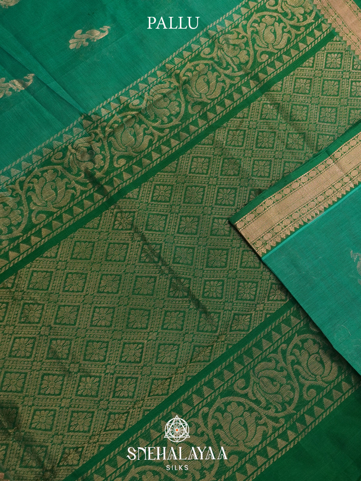 Teal Green Mangalagiri Silk Cotton Saree