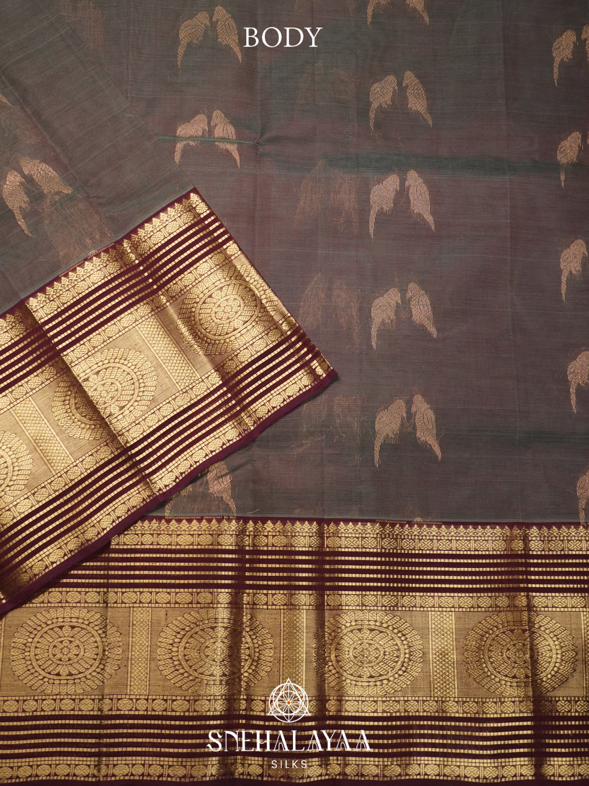 Taupe Mangalagiri Silk Cotton Saree
