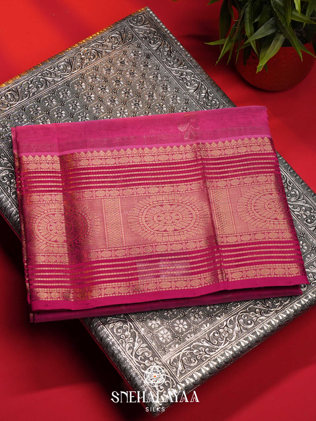 Pink Mangalagiri Silk Cotton Saree
