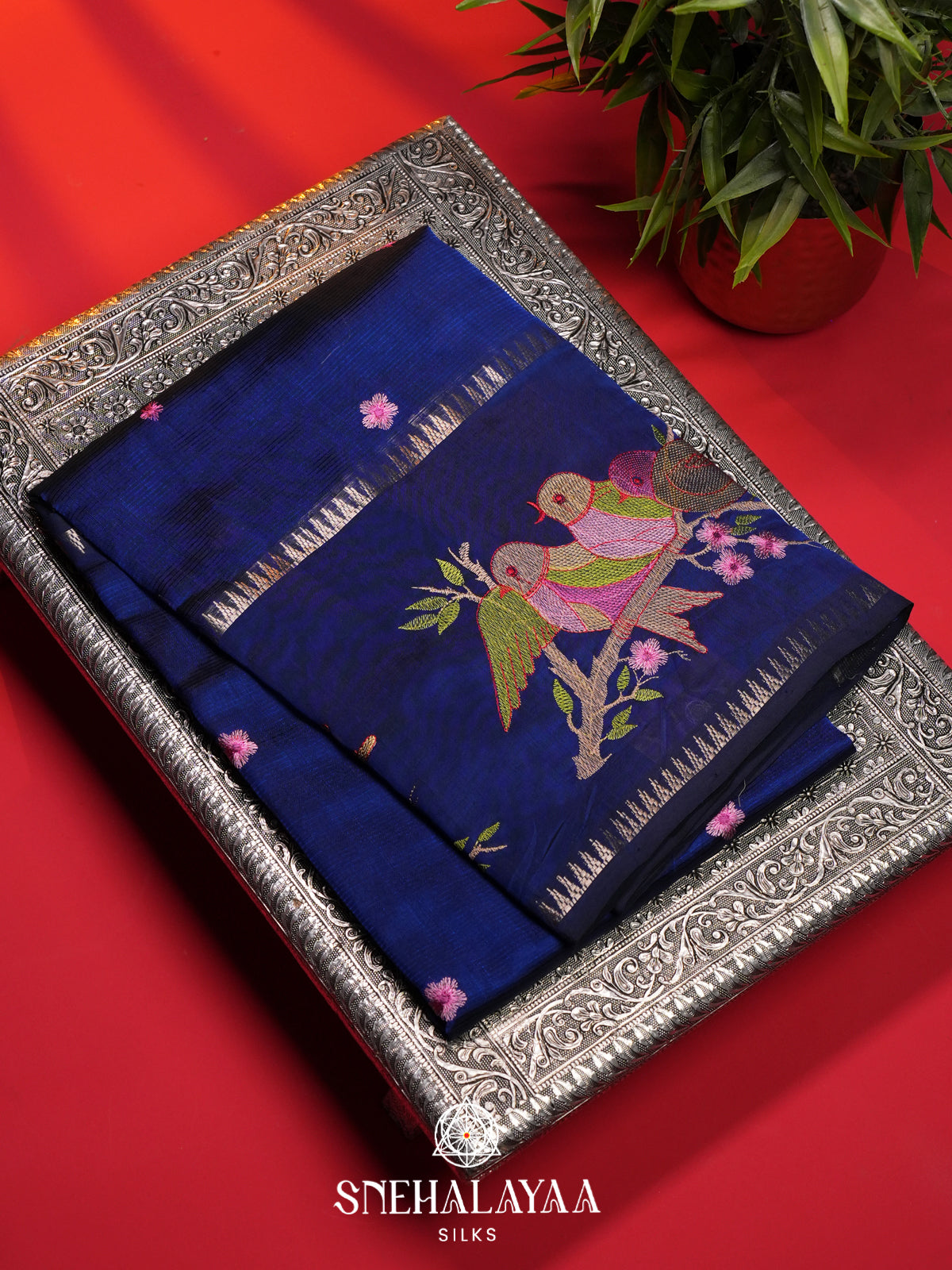 Blue Mangalagiri Silk Cotton Saree