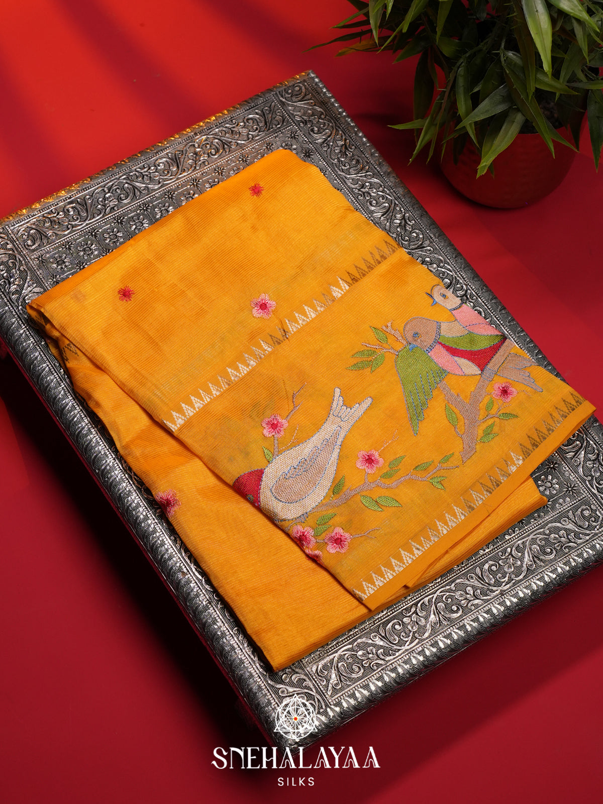 Yellow Mangalagiri Silk Cotton Saree