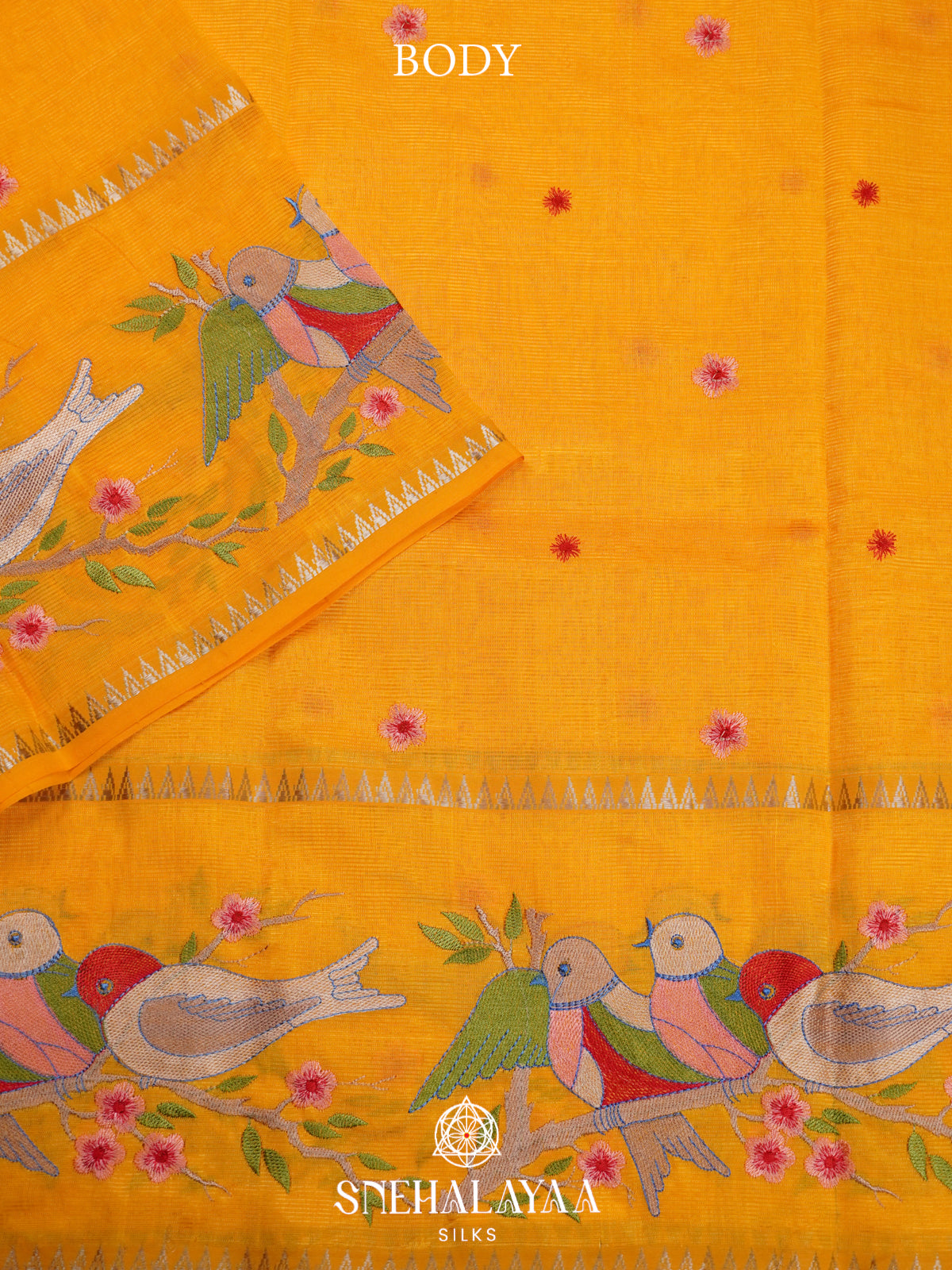 Yellow Mangalagiri Silk Cotton Saree