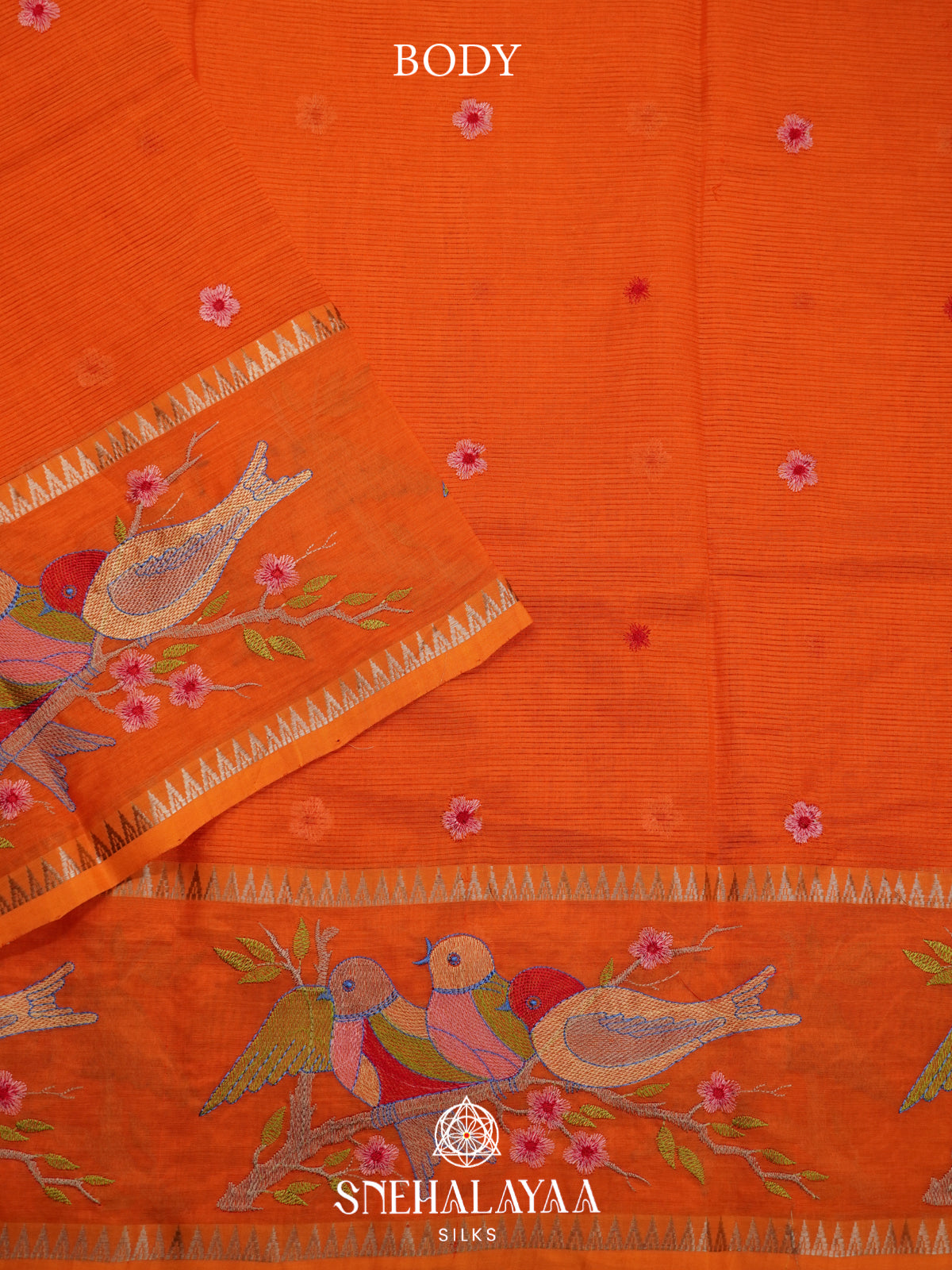 Orange Mangalagiri Silk Cotton Saree