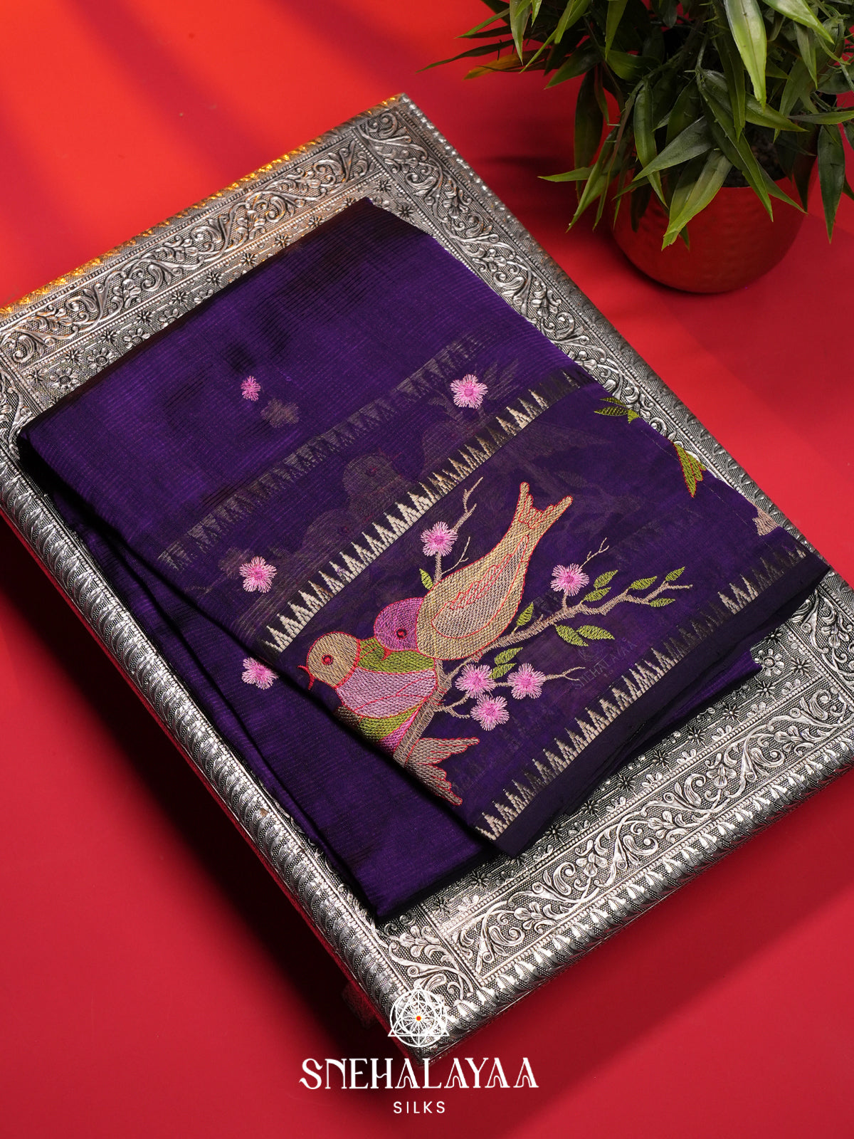Purple Mangalagiri Silk Cotton Saree