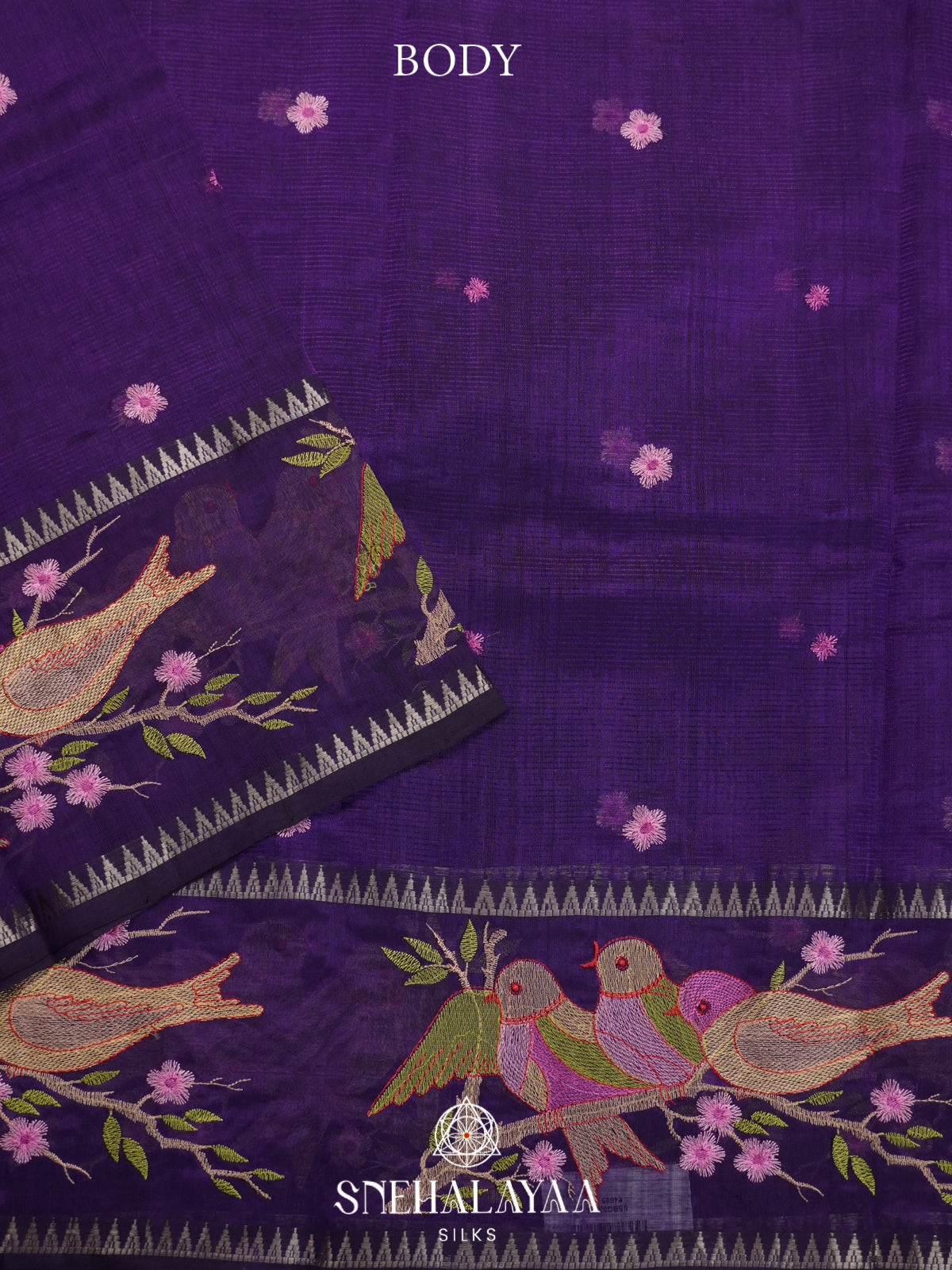 Purple Mangalagiri Silk Cotton Saree
