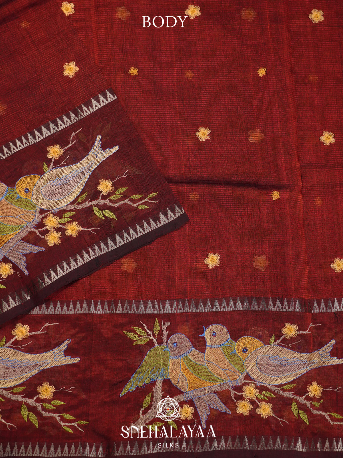 Maroon Mangalagiri Silk Cotton Saree