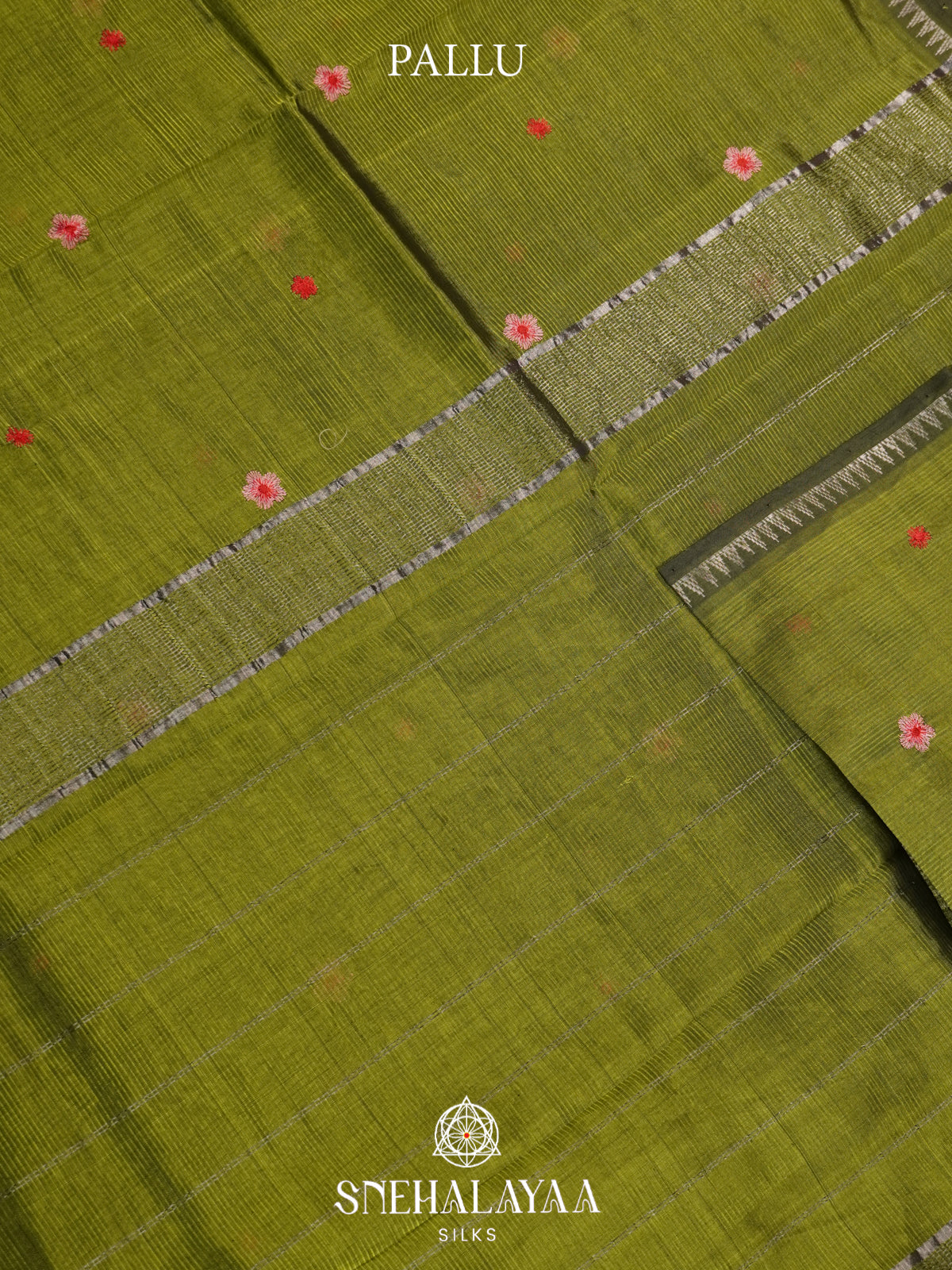 Olive Green Mangalagiri Silk Cotton Saree