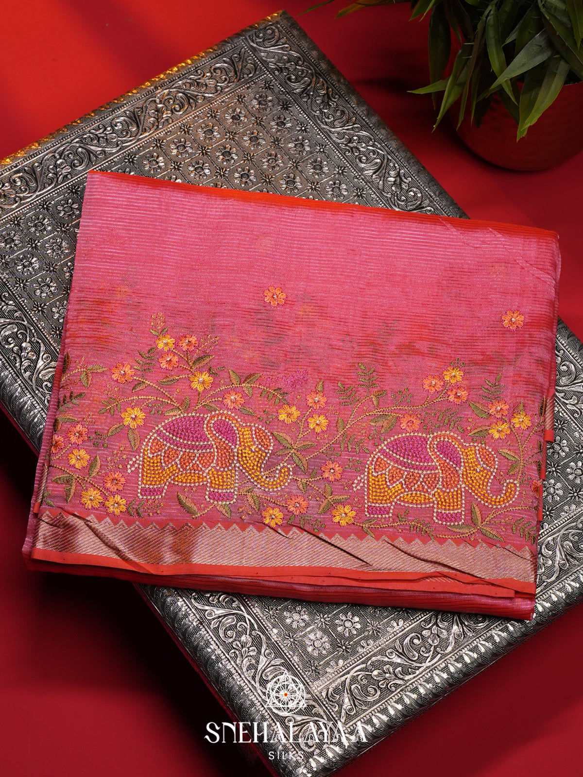 Pink Mangalagiri Silk Cotton Saree