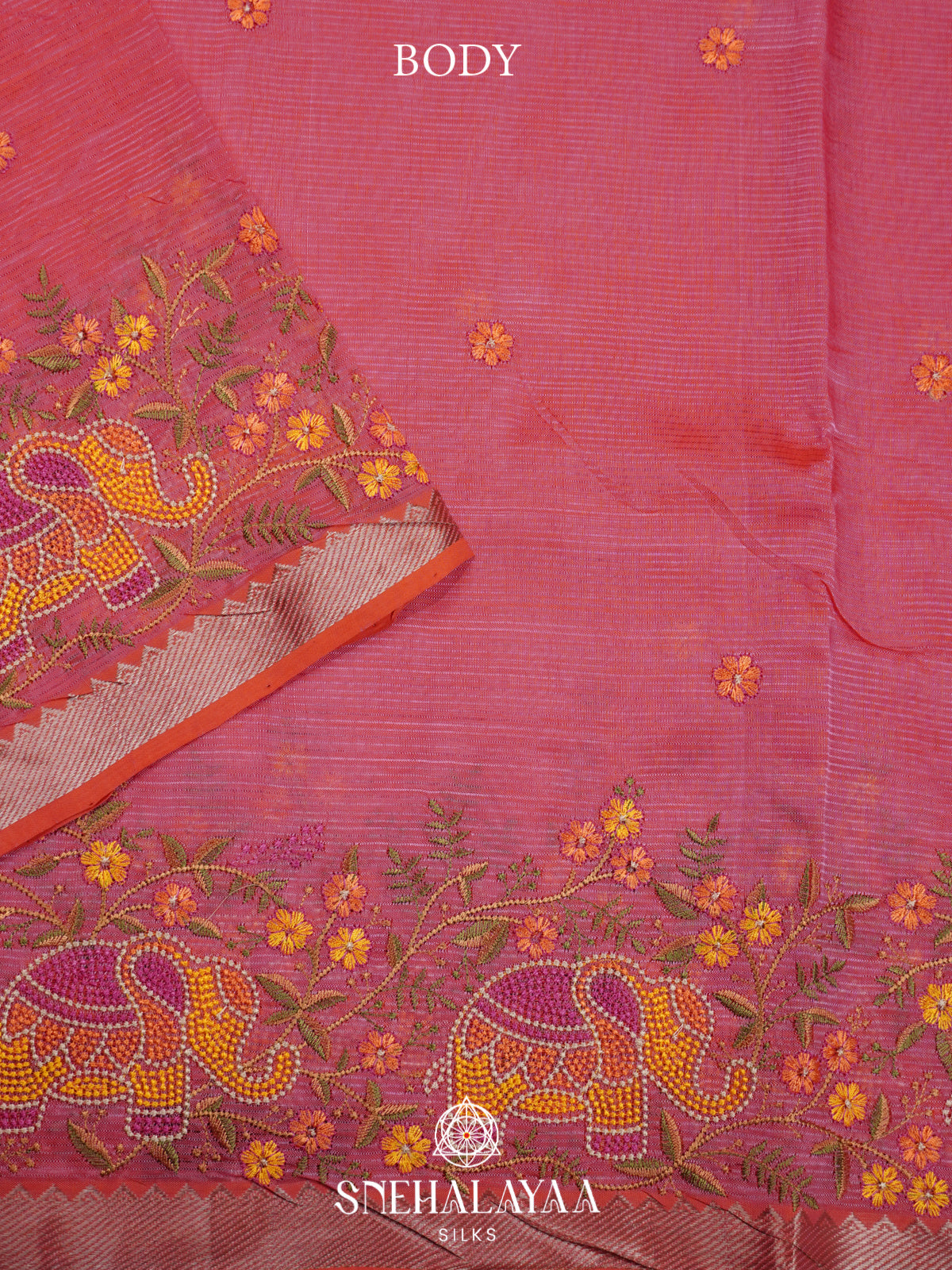 Pink Mangalagiri Silk Cotton Saree
