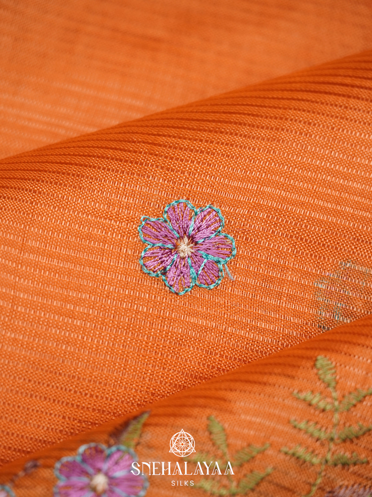 Orange Mangalagiri Silk Cotton Saree