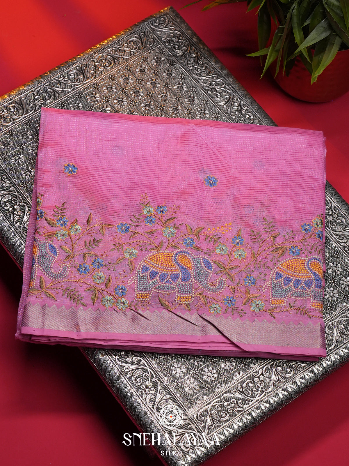 Baby Pink Mangalagiri Silk Cotton Saree