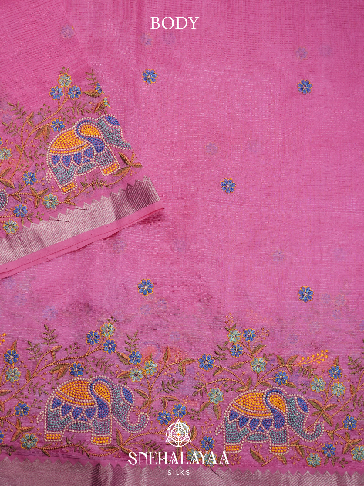 Baby Pink Mangalagiri Silk Cotton Saree