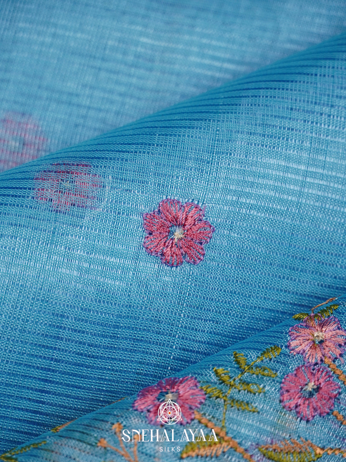 Sky Blue Mangalagiri Silk Cotton Saree