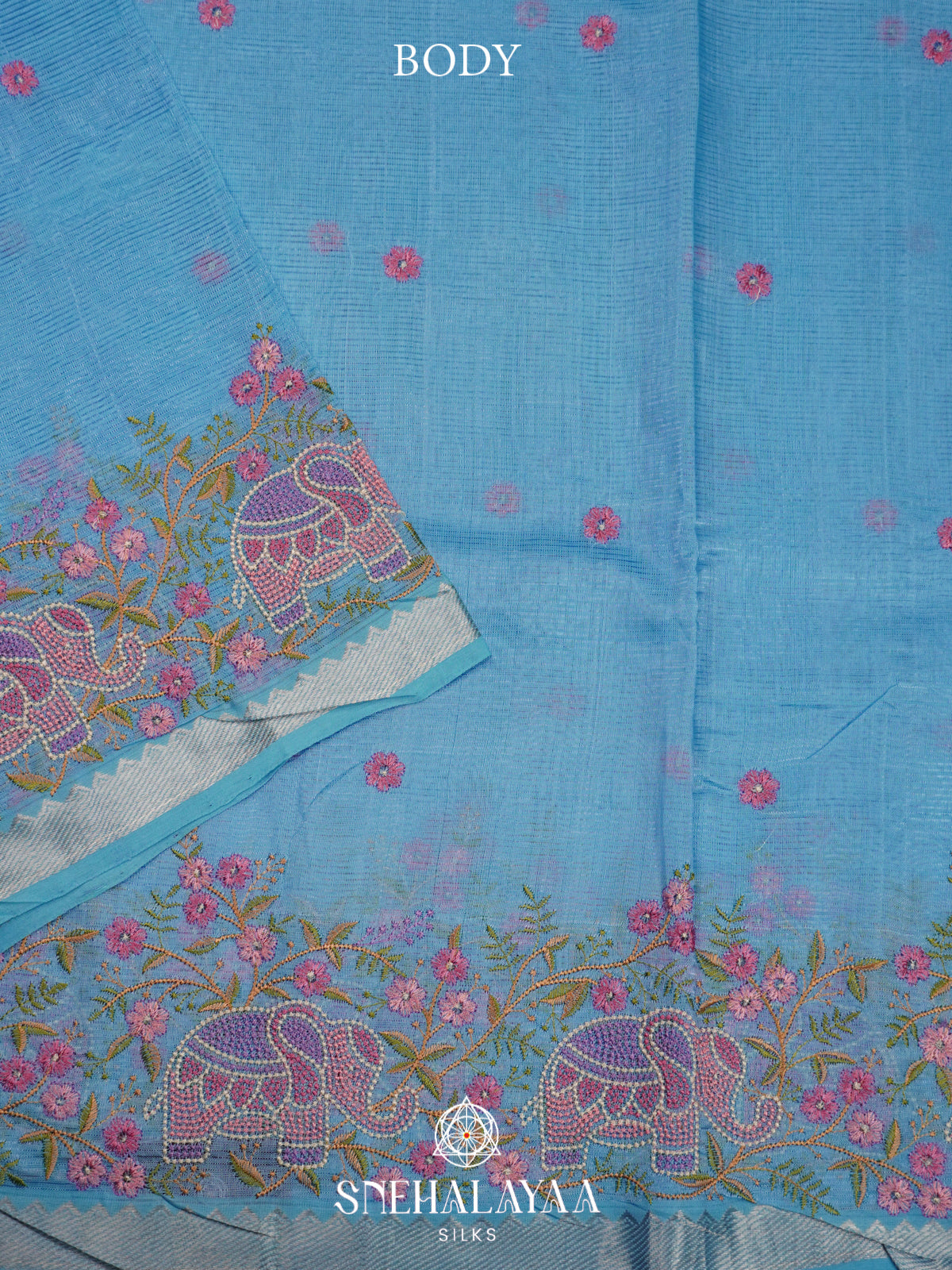 Sky Blue Mangalagiri Silk Cotton Saree