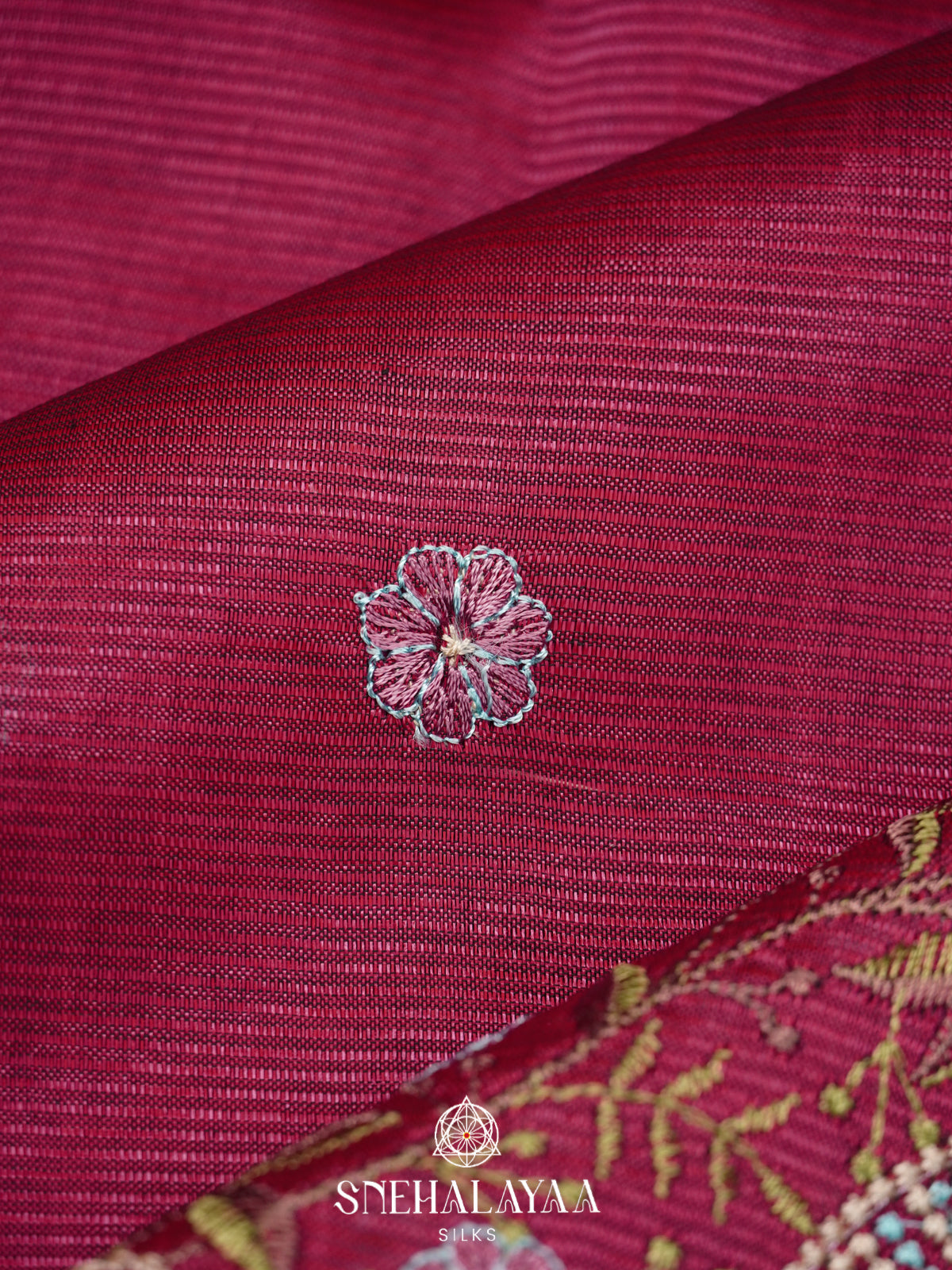 Wine Mangalagiri Silk Cotton Saree
