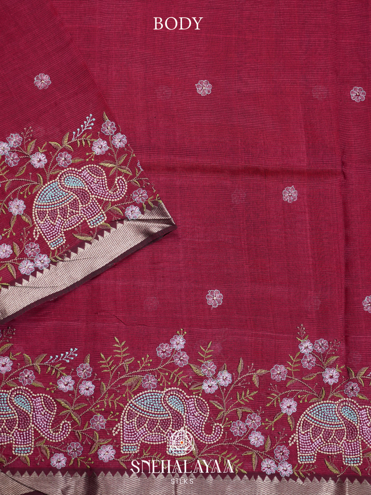 Wine Mangalagiri Silk Cotton Saree