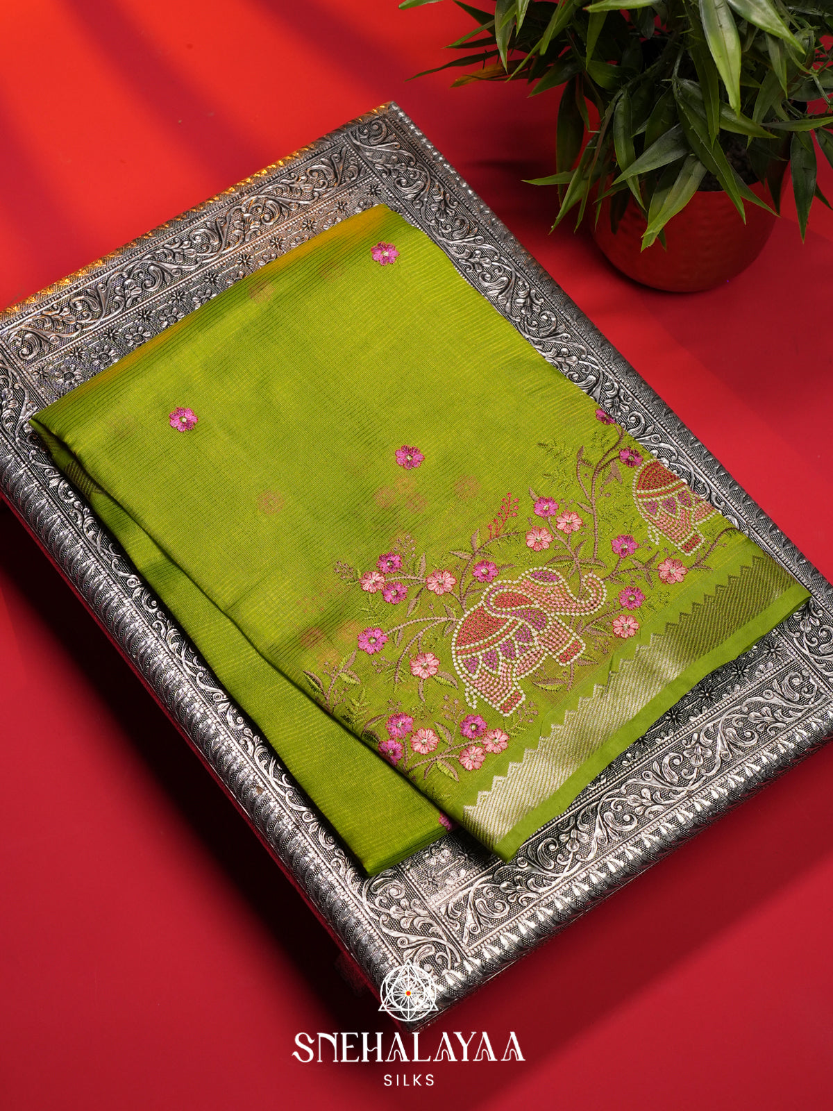 Green Mangalagiri Silk Cotton Saree