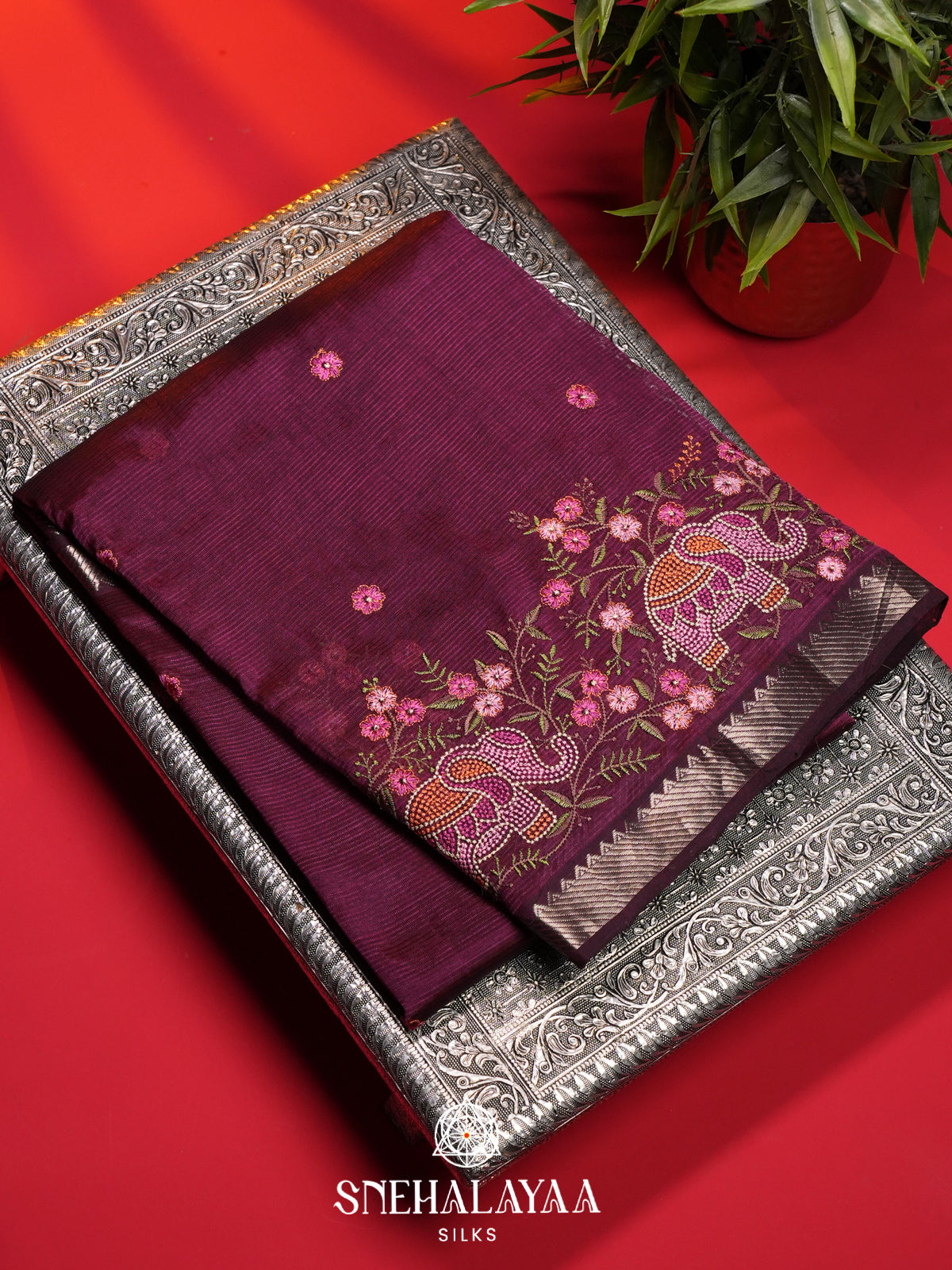 Purple Mangalagiri Silk Cotton Saree