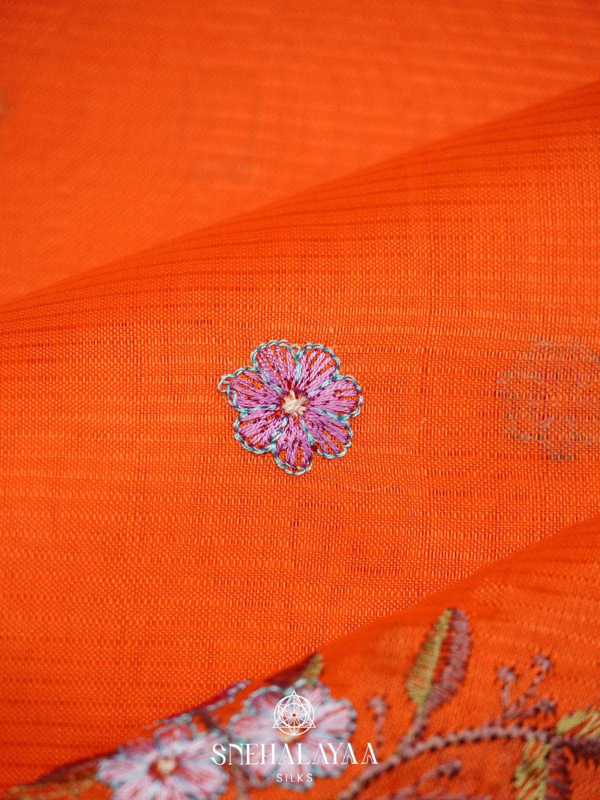 Orange Mangalagiri Silk Cotton Saree