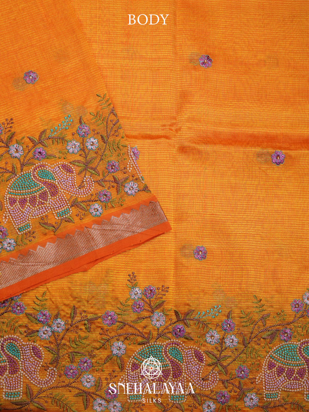 Mustard Mangalagiri Silk Cotton Saree