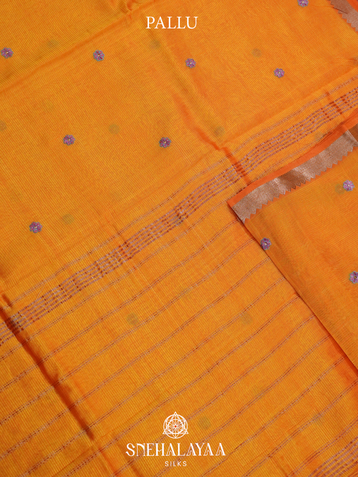 Mustard Mangalagiri Silk Cotton Saree