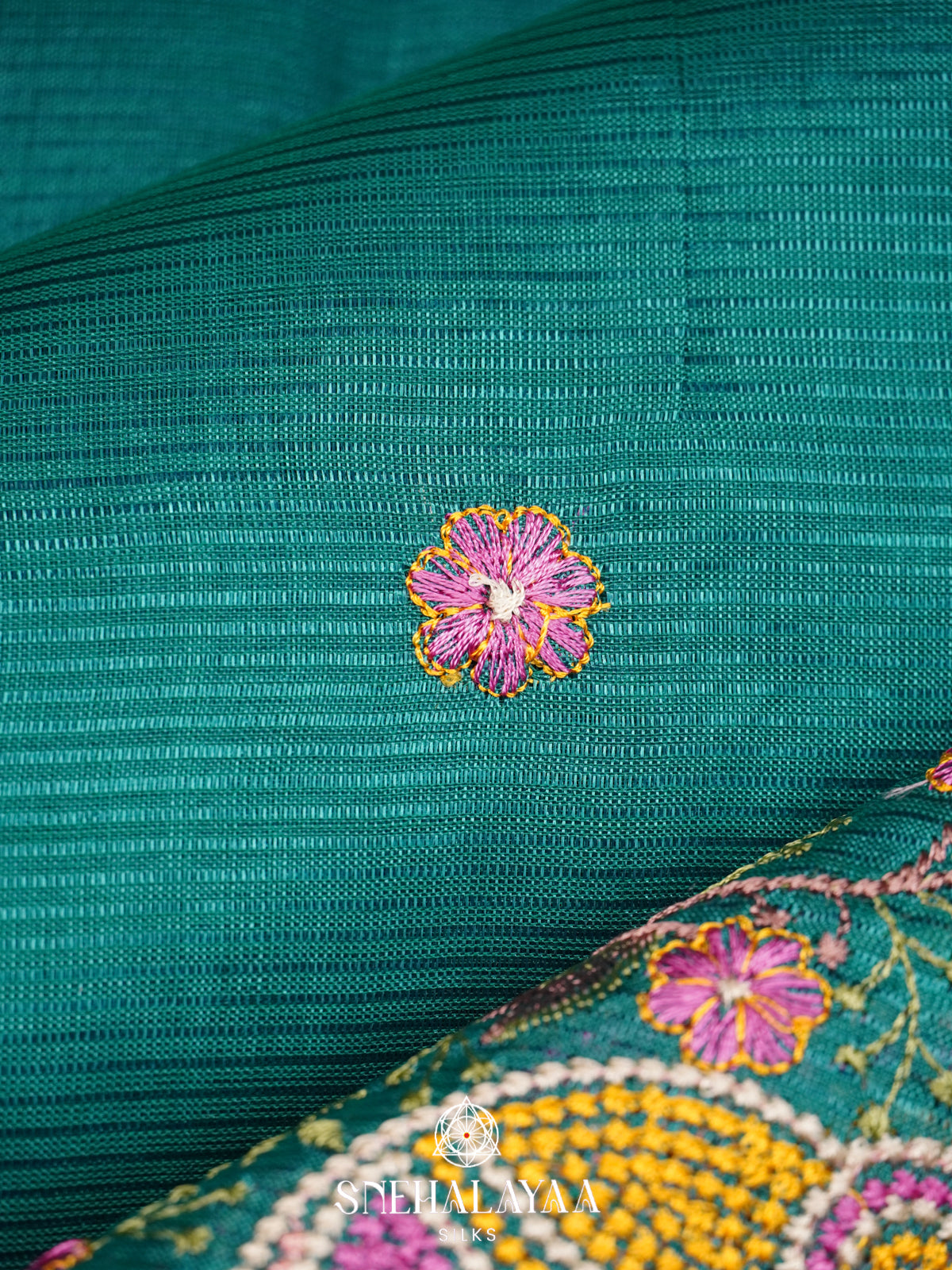 Teal Mangalagiri Silk Cotton Saree