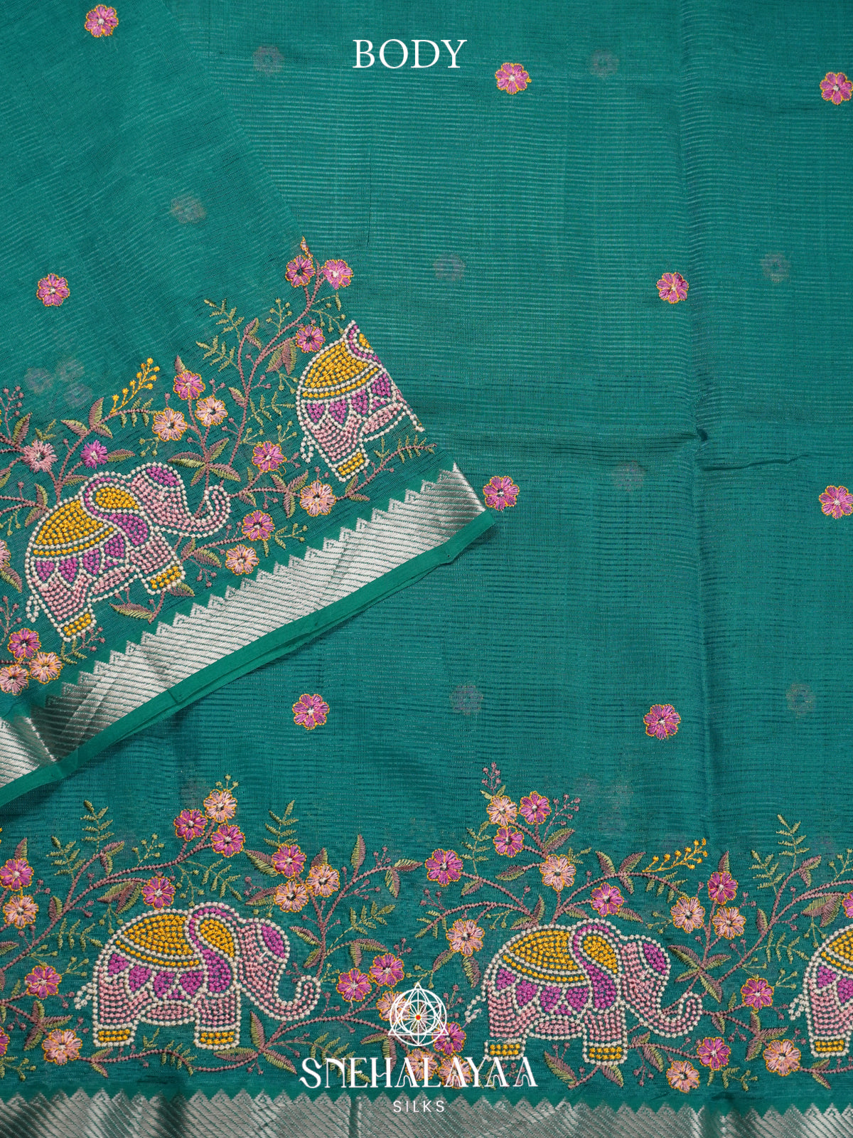 Teal Mangalagiri Silk Cotton Saree