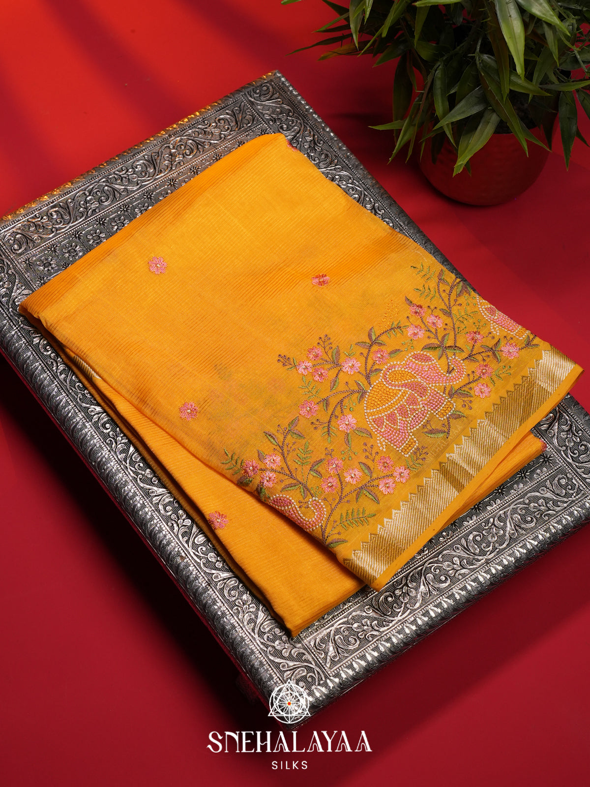 Yellow Mangalagiri Silk Cotton Saree