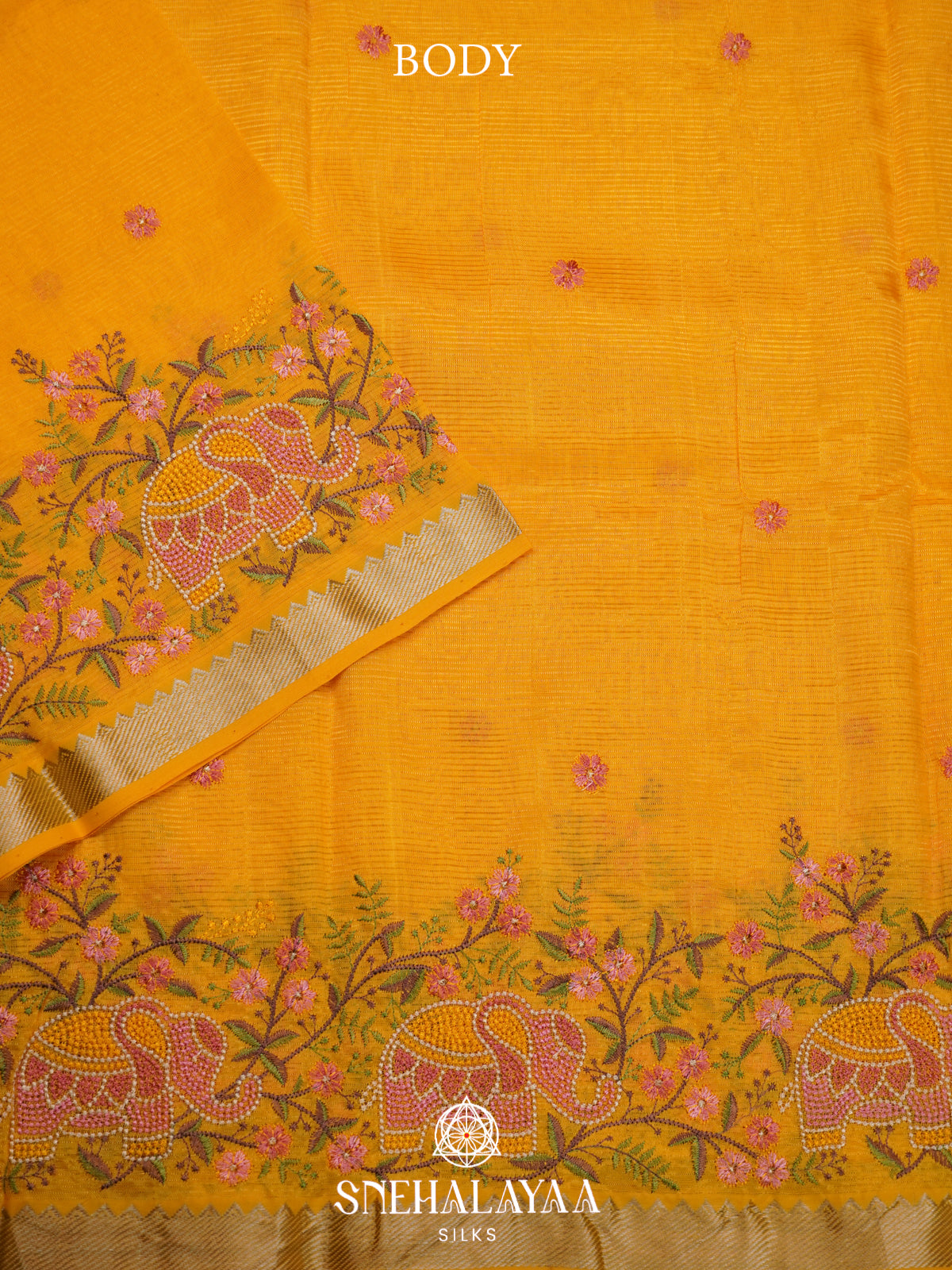 Yellow Mangalagiri Silk Cotton Saree