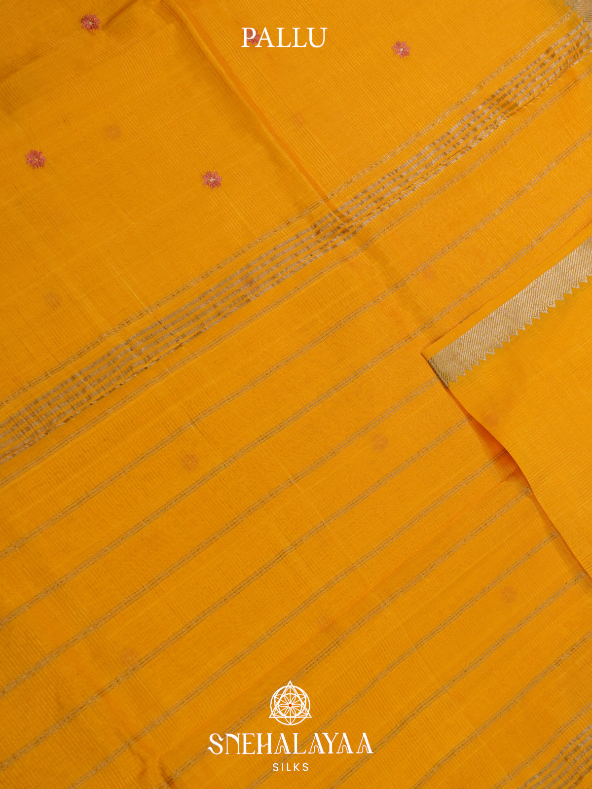 Yellow Mangalagiri Silk Cotton Saree