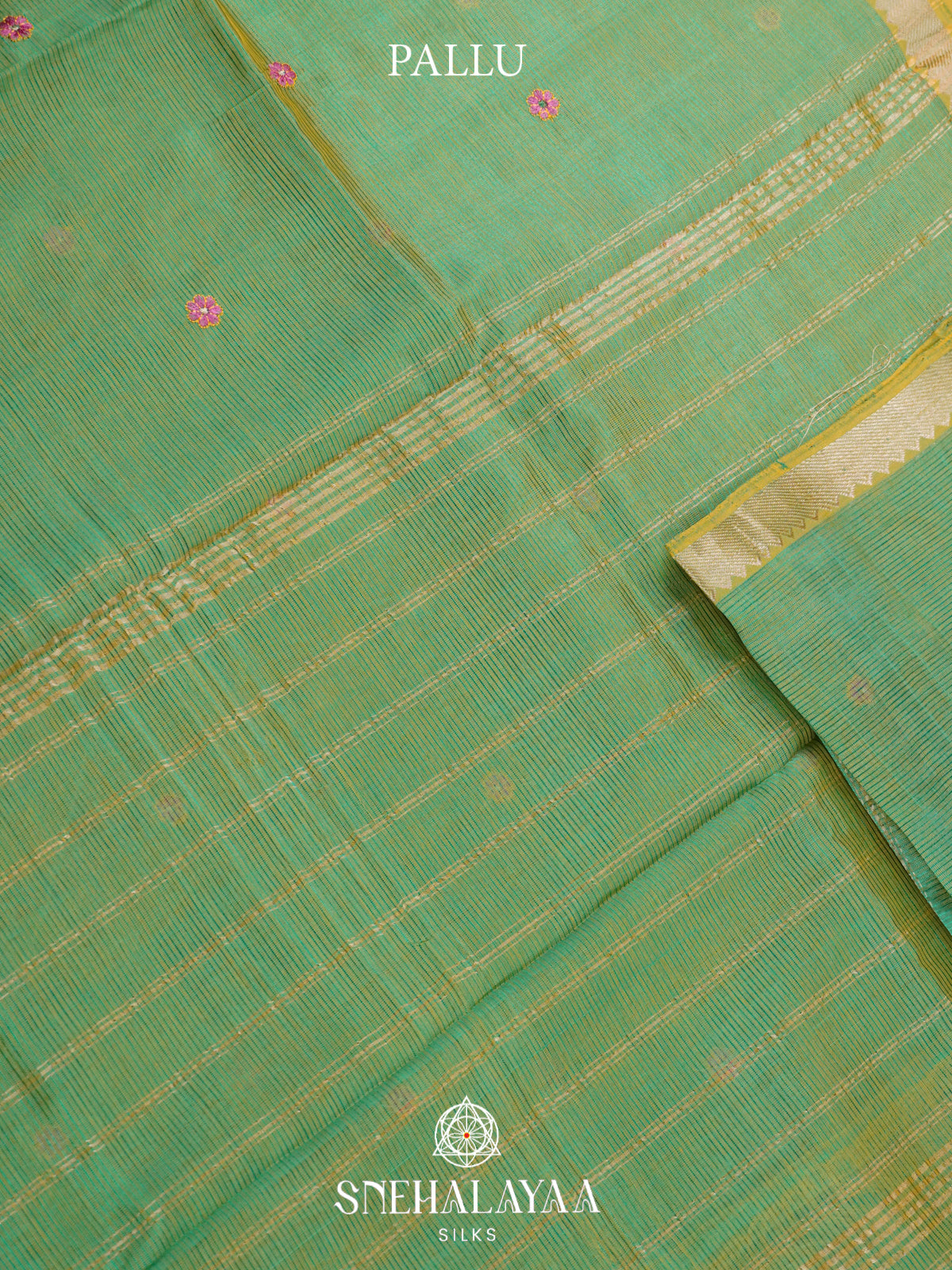 Aqua Green Mangalagiri Silk Cotton Saree