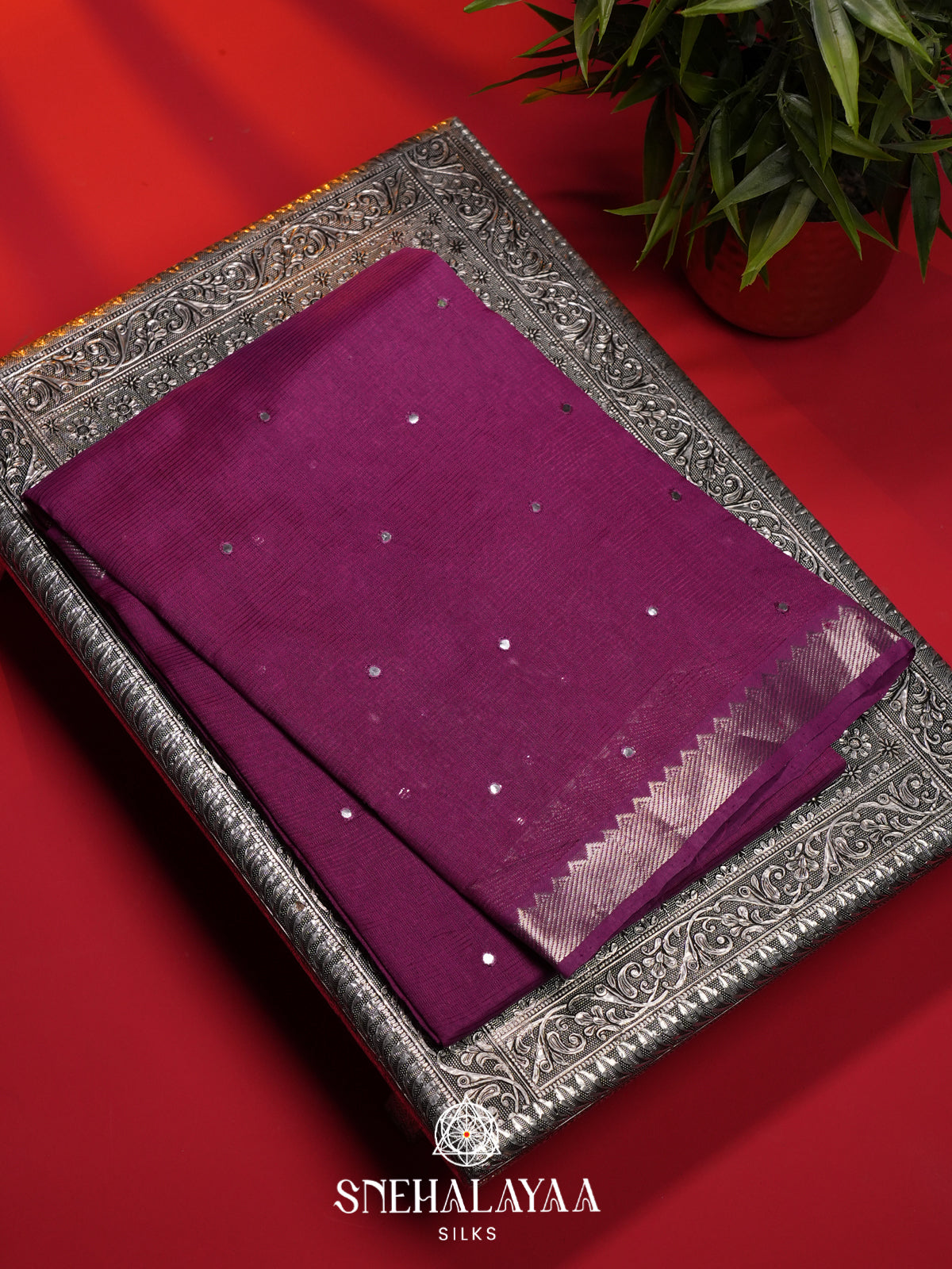 Purple Mangalagiri Silk Cotton Saree