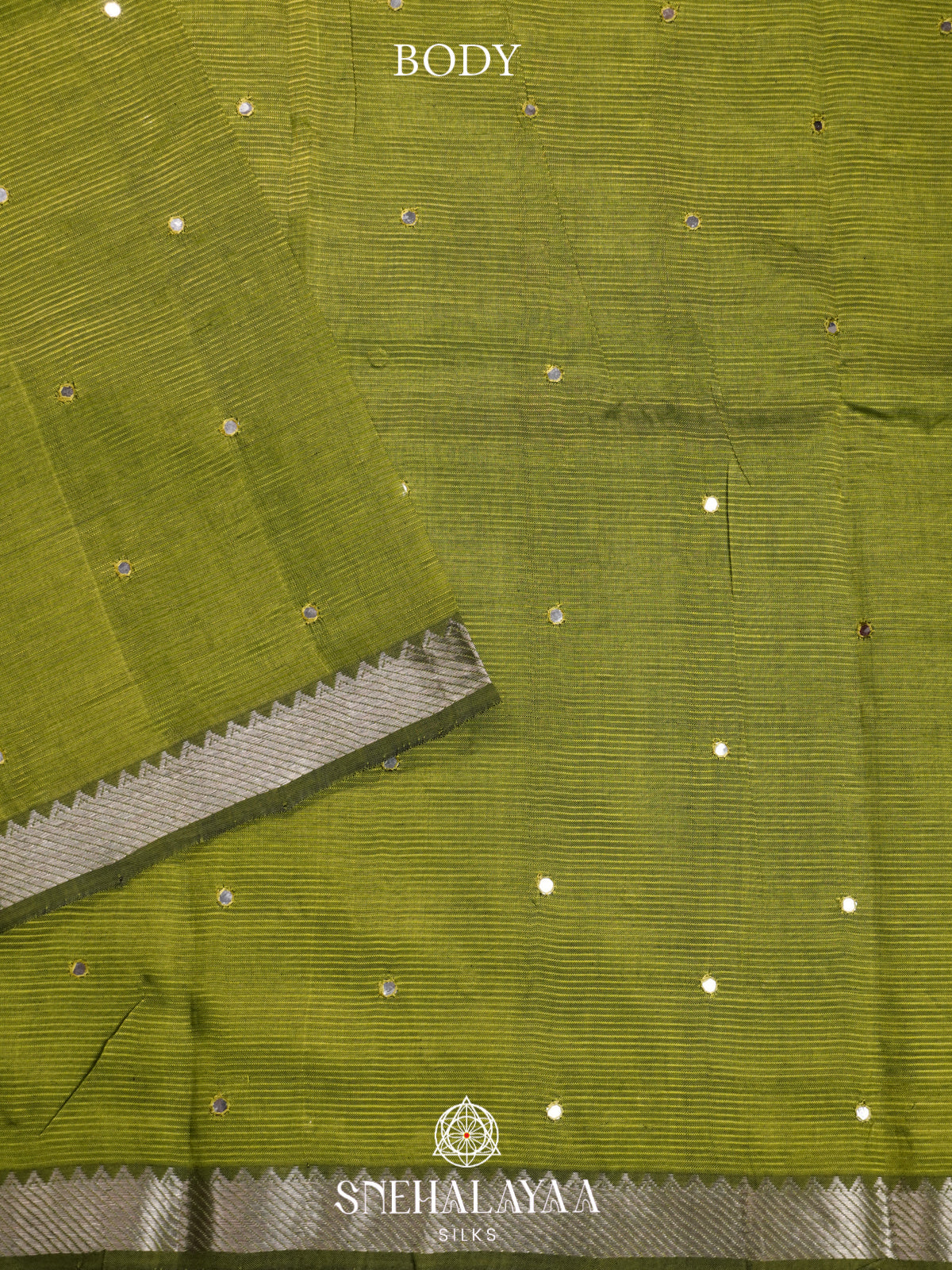 Olive Green Mangalagiri Silk Cotton Saree