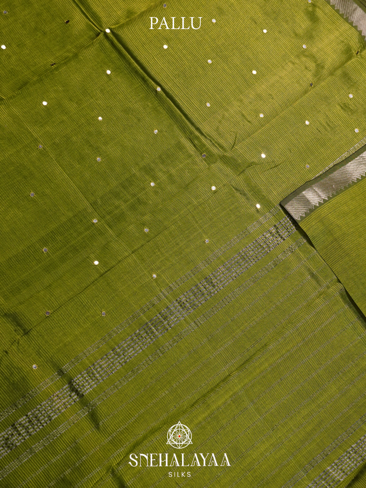 Olive Green Mangalagiri Silk Cotton Saree