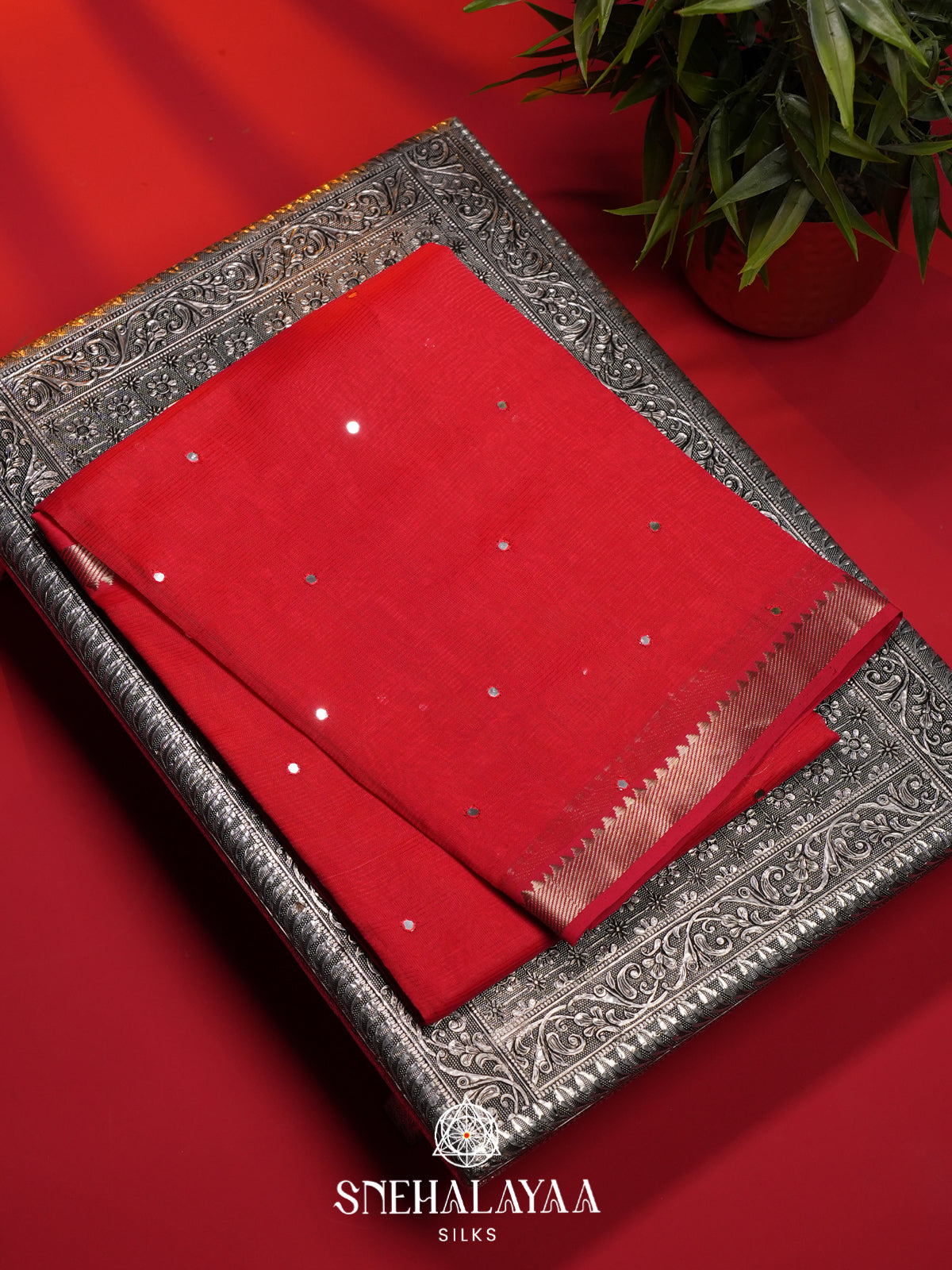 Red Mangalagiri Silk Cotton Saree