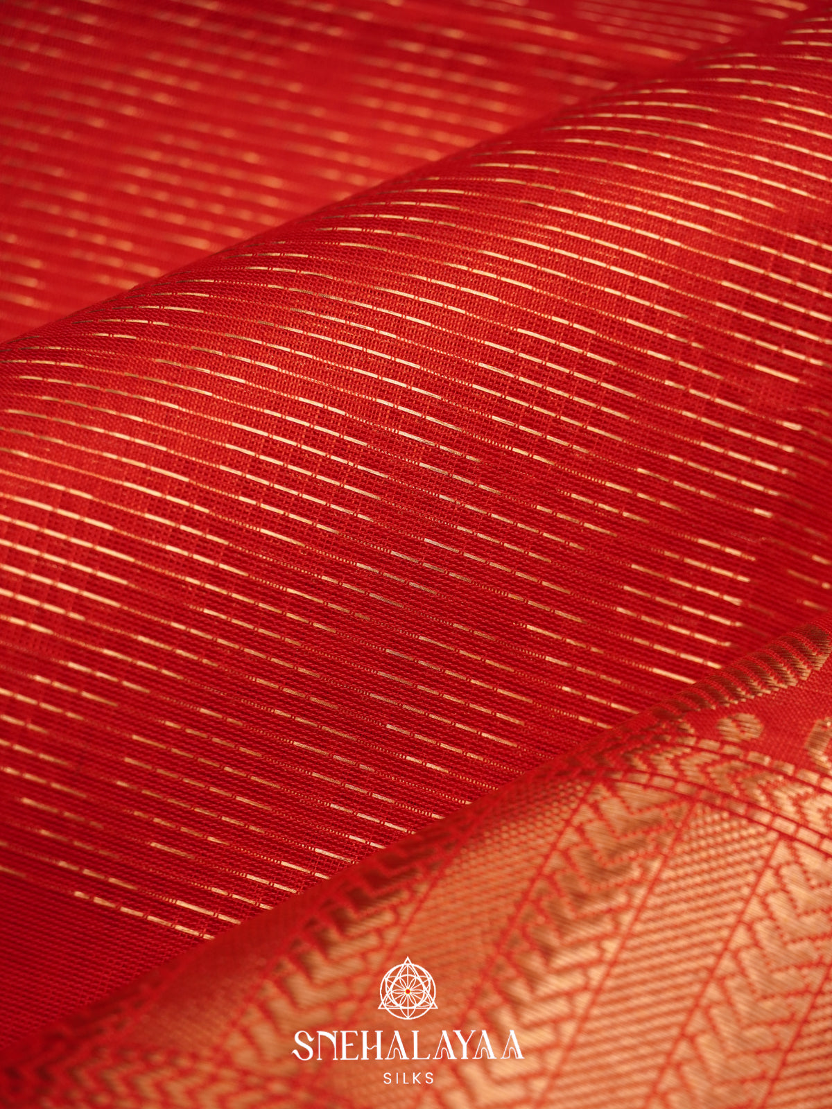 Vermilion Red Mangalagiri Silk Cotton Saree