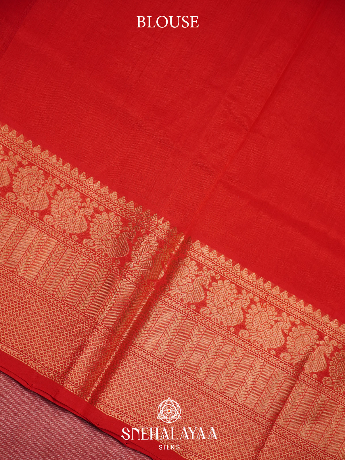 Vermilion Red Mangalagiri Silk Cotton Saree