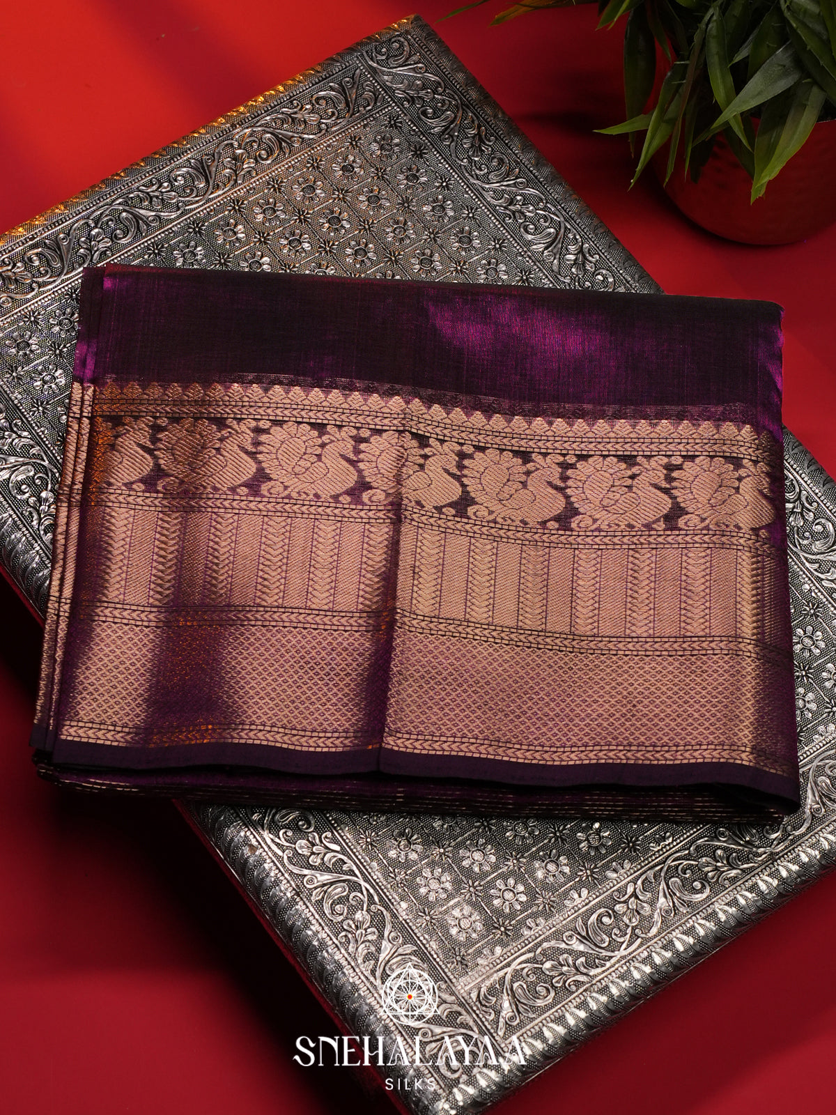 Purple Mangalagiri Silk Cotton Saree