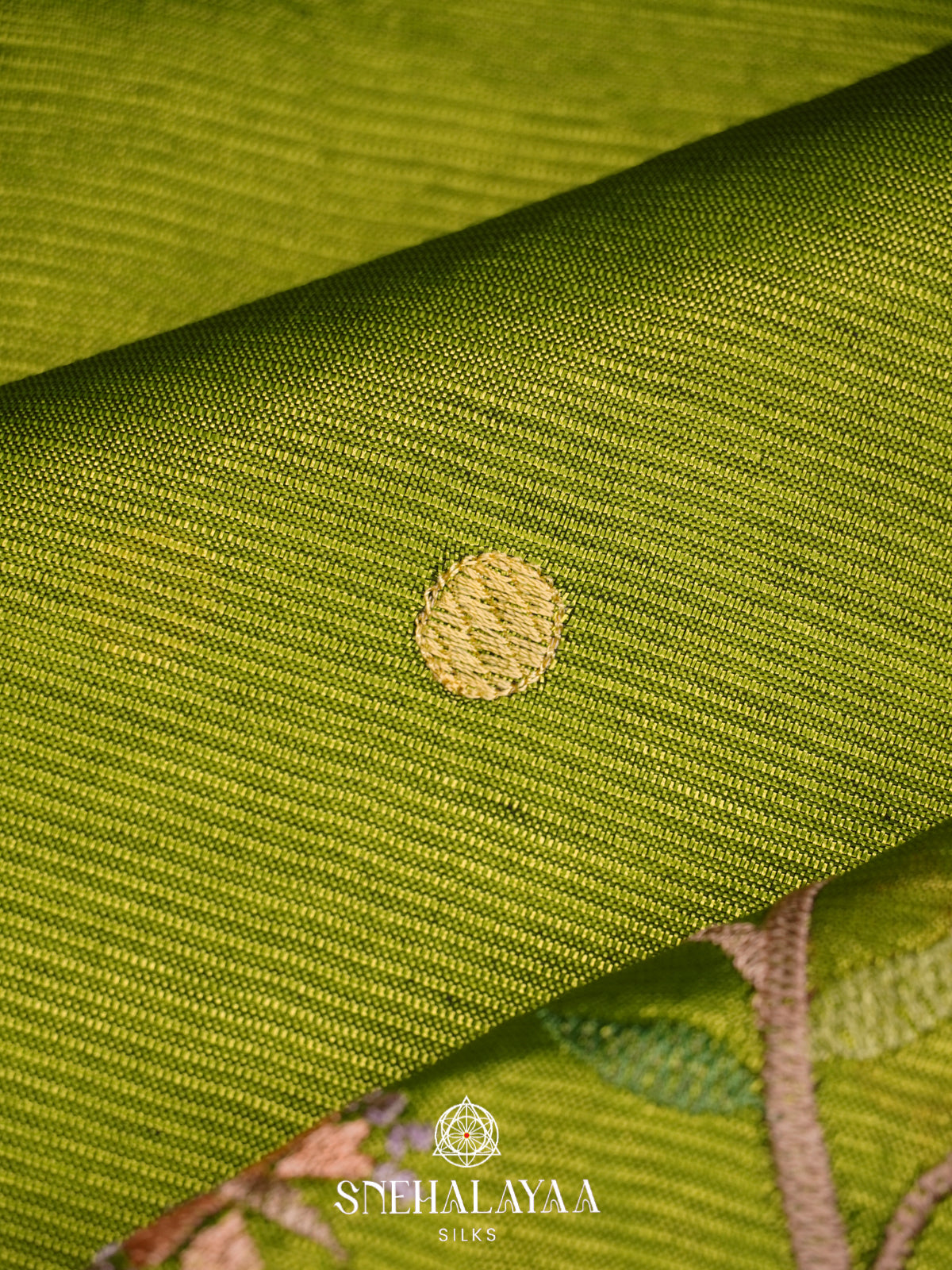 Olive Green Mangalagiri Silk Cotton Saree