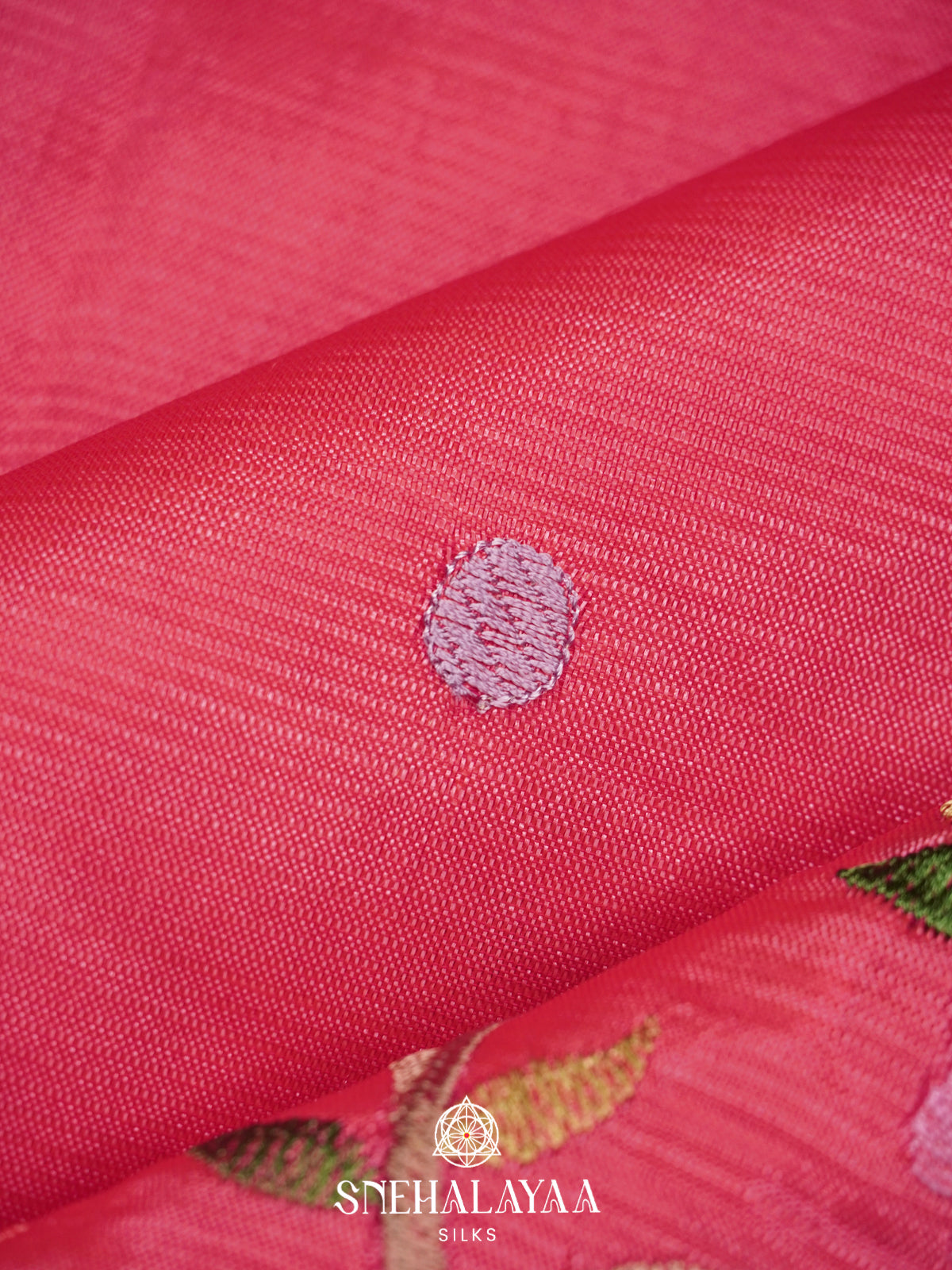 Coral Pink Mangalagiri Silk Cotton Saree