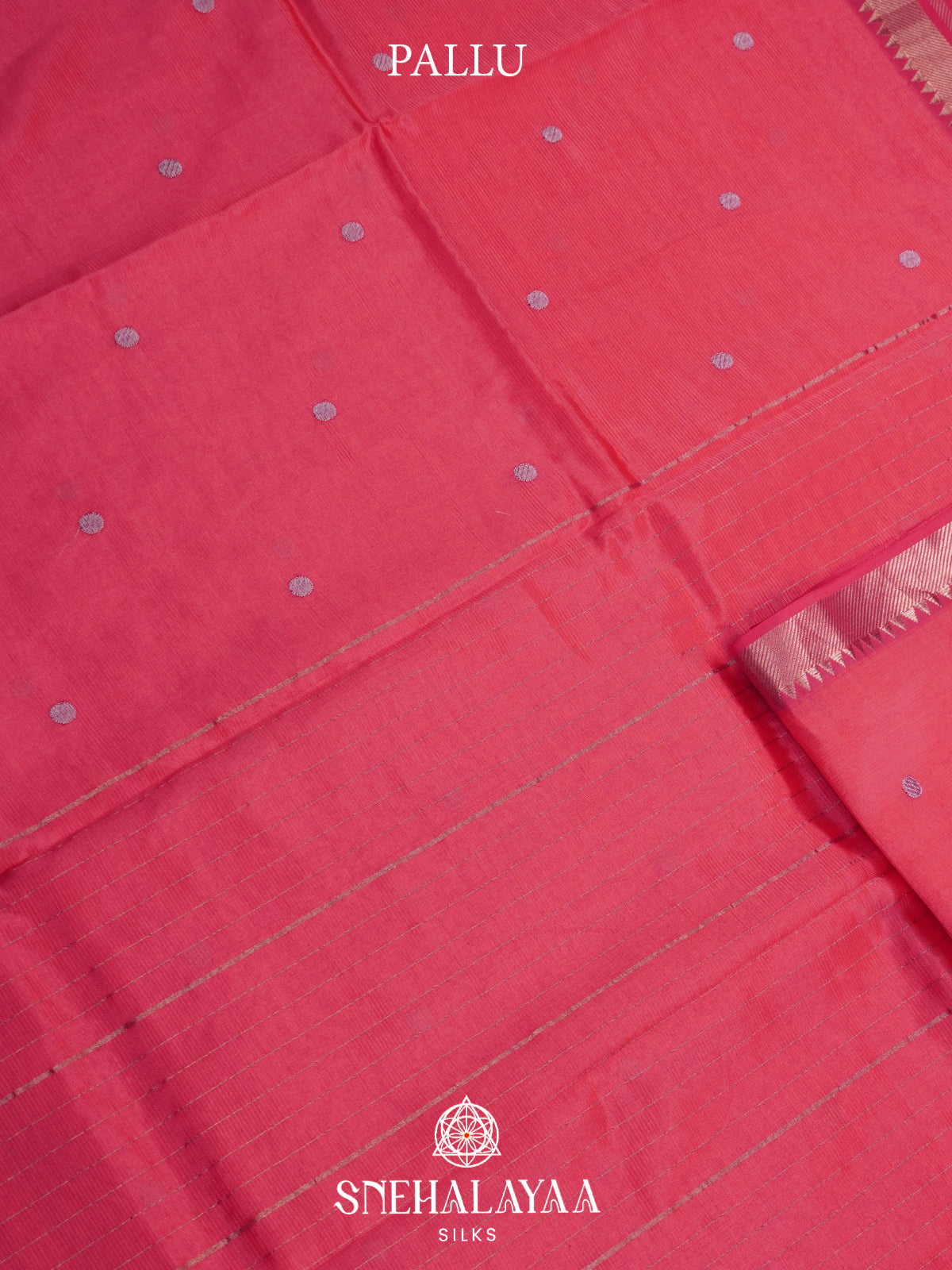 Coral Pink Mangalagiri Silk Cotton Saree