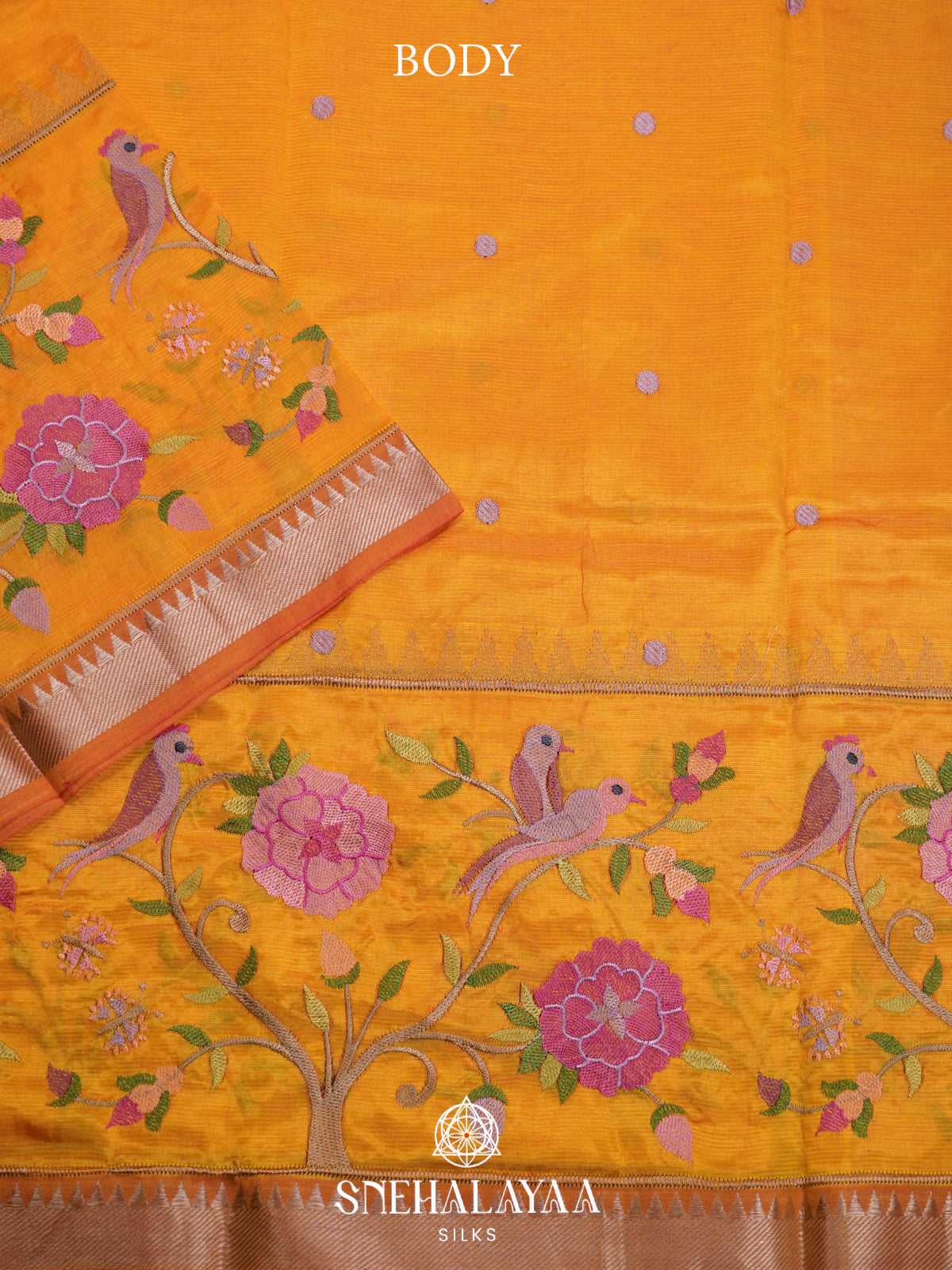 Yellow Mangalagiri Silk Cotton Saree