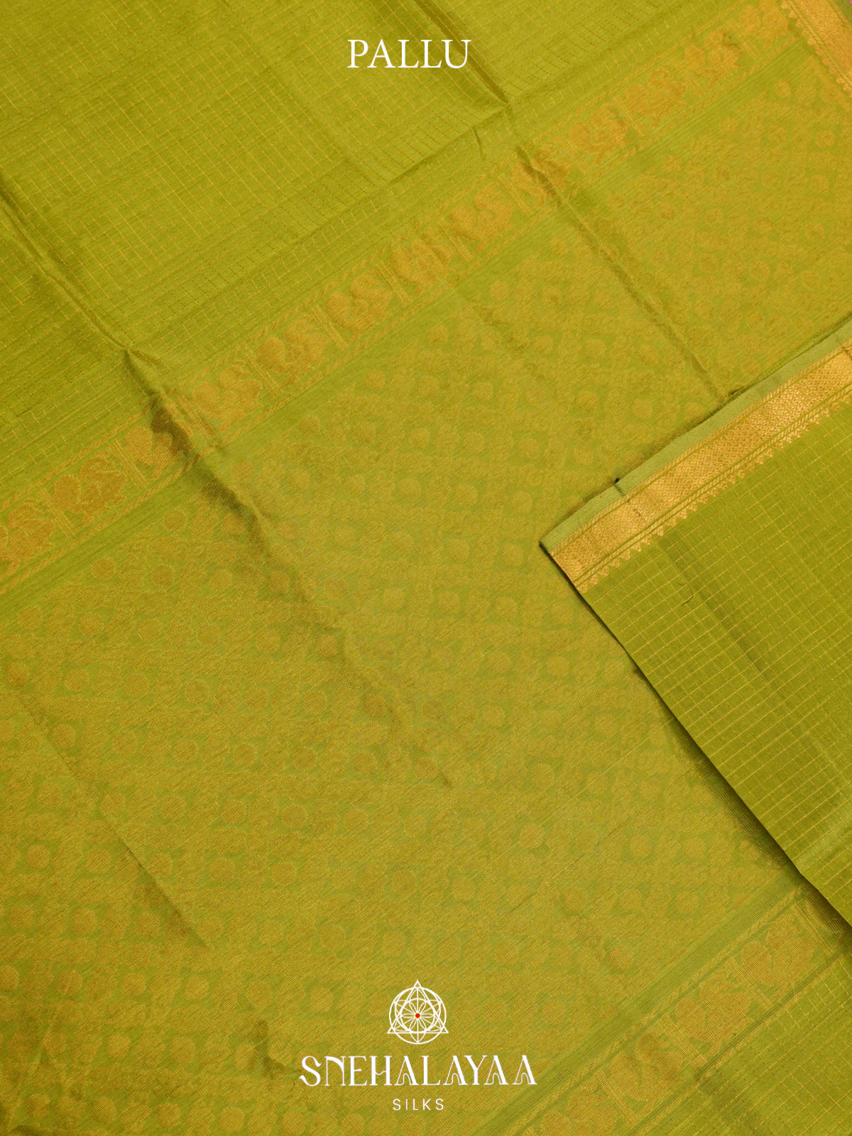 Pistachio Green Mangalagiri Silk Cotton Saree