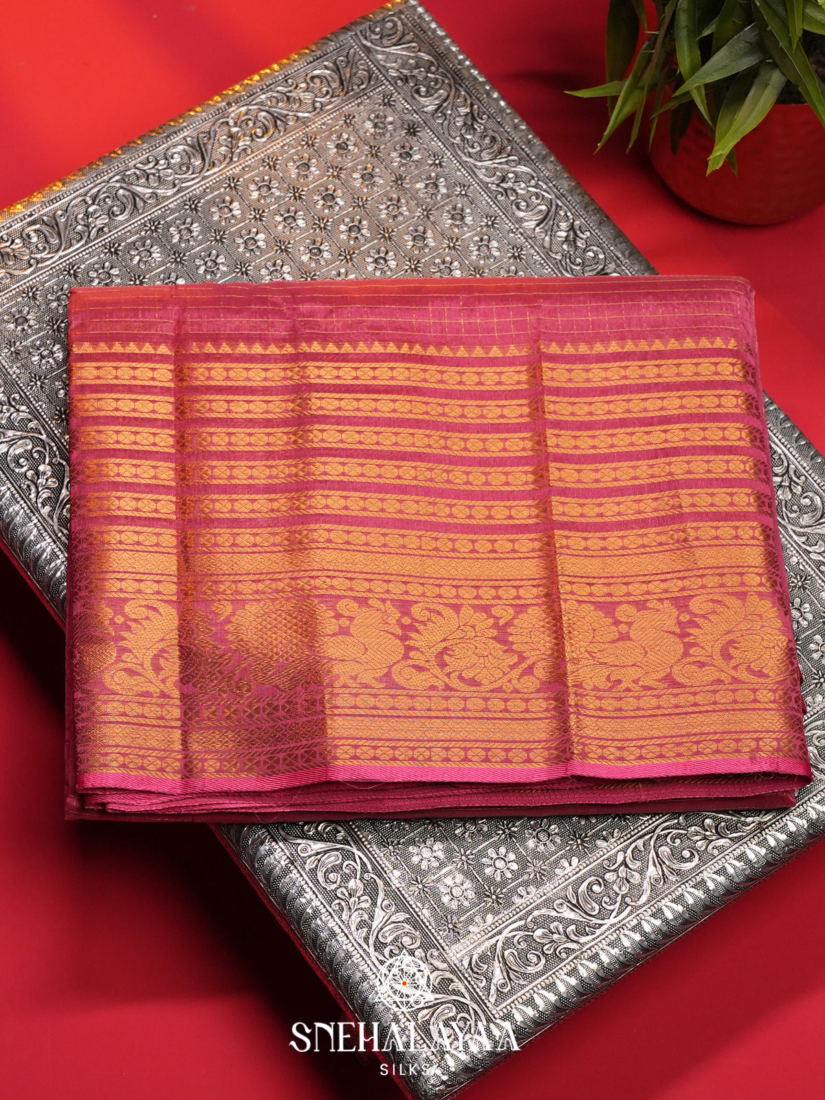 Dusty Rose Mangalagiri Silk Cotton Saree