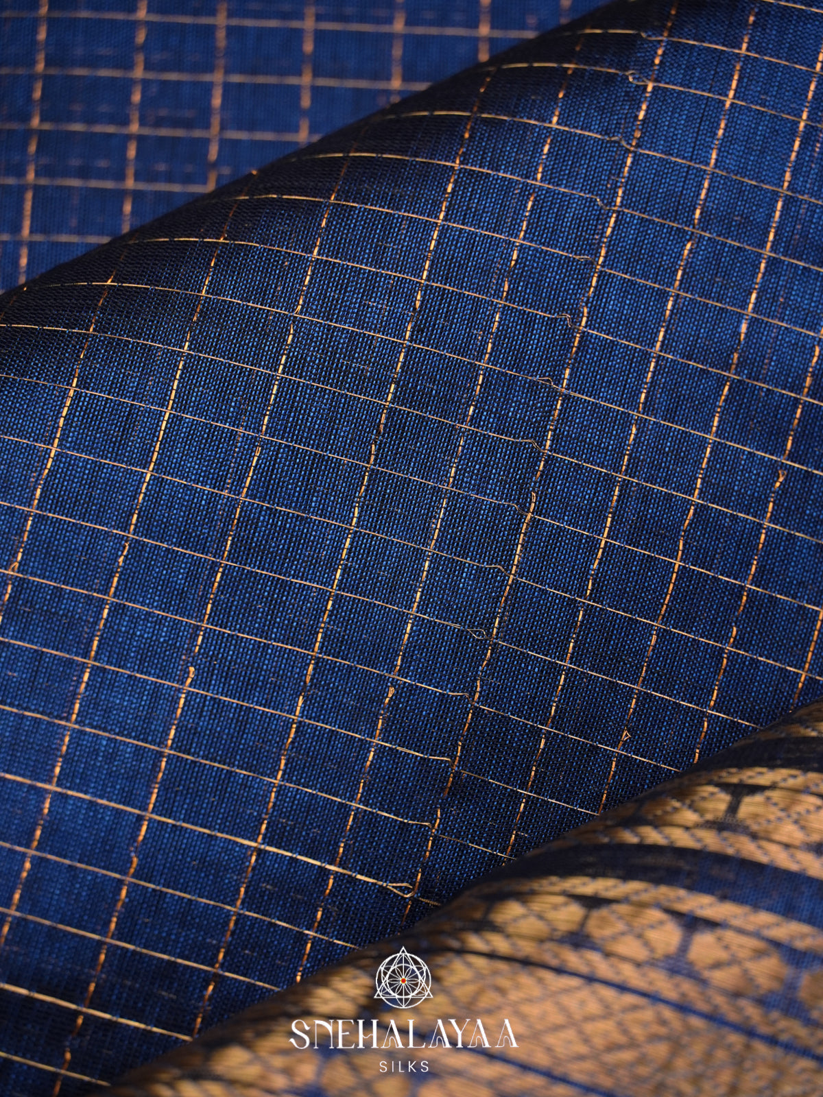 Navy Blue Mangalagiri Silk Cotton Saree