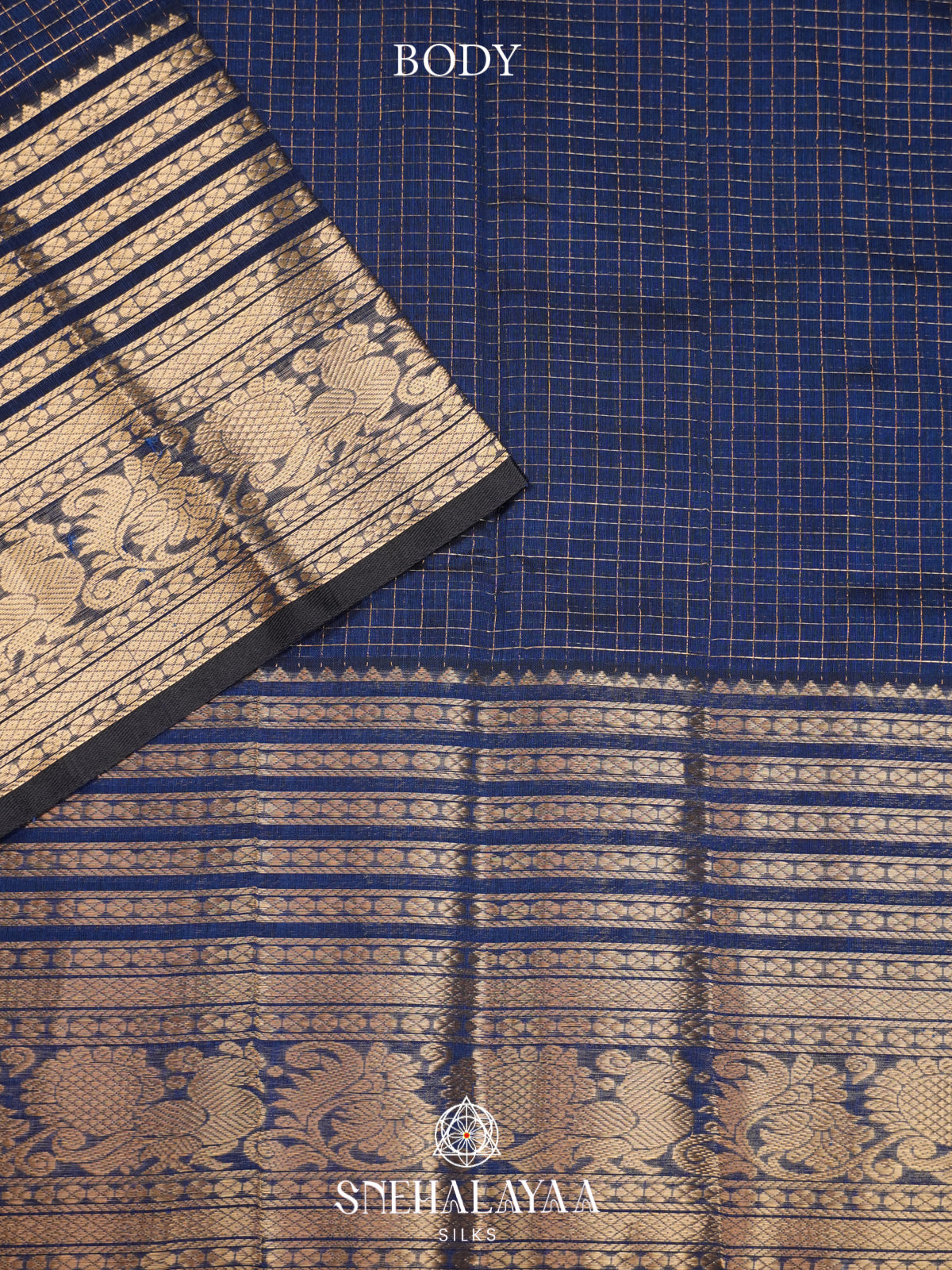 Navy Blue Mangalagiri Silk Cotton Saree